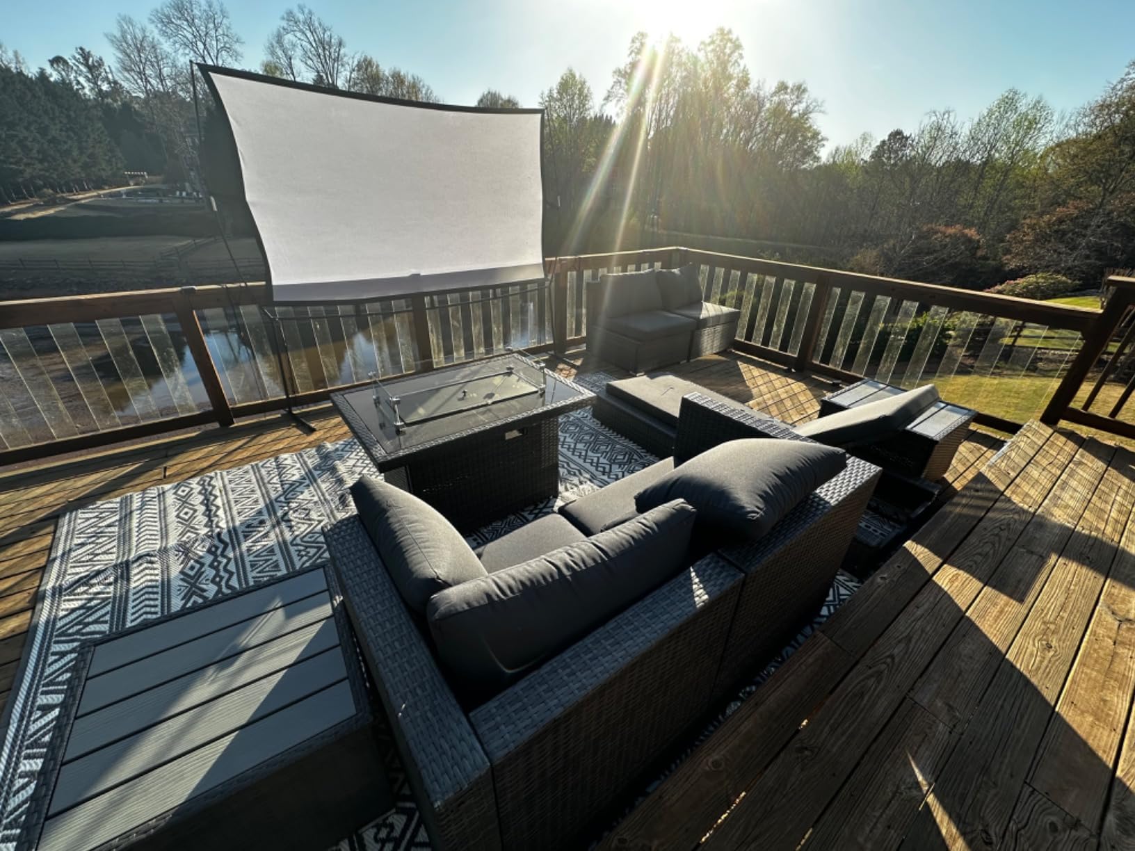 NICESOUL 7 Piece Outdoor Patio Furniture Set with Fire Pit Table Natural Gas & Propane Convertible, 29.3'' High Backrest Deep Wide Seating Conversation Sets, Wicker Sectional Couches, Brown & Beige customer photo 1