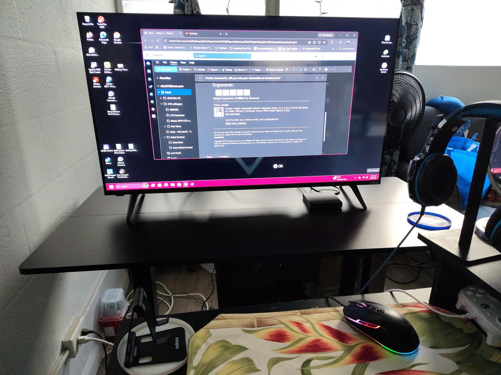 ErGear Height Adjustable Electric Standing Desk, 48 x 24 Inches Sit Stand up Desk, Memory Computer Home Office Desk, Vintage Brown customer photo 2