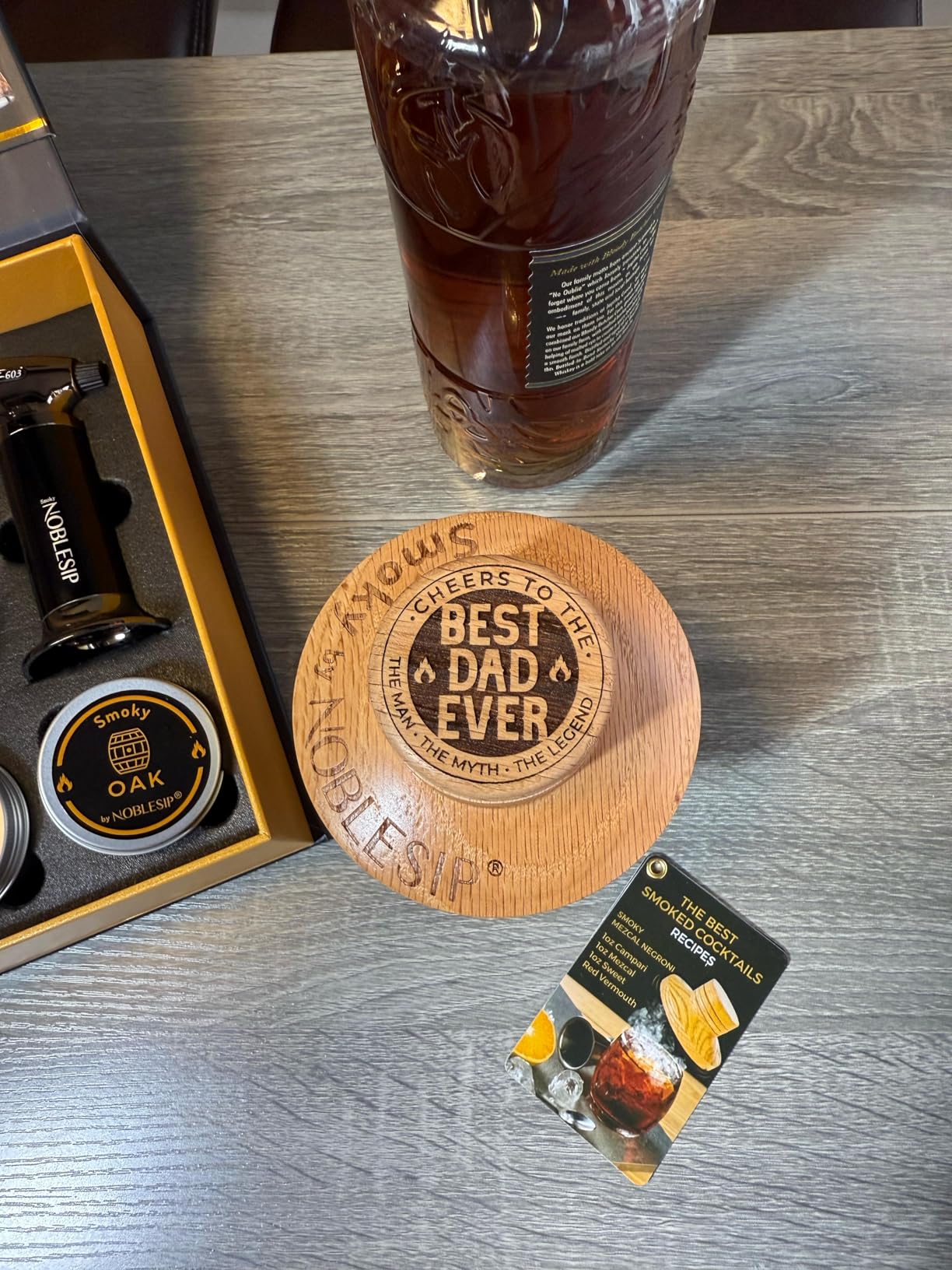NOBLESIP Whiskey Bourbon Smoker Kit PREMIUM Smoky bar Set. Made from American Oak Natural Wood. Easily Make The Legendary Smoked Cocktails and Old fashioneds at Home. Whisky Men Gift customer photo 2
