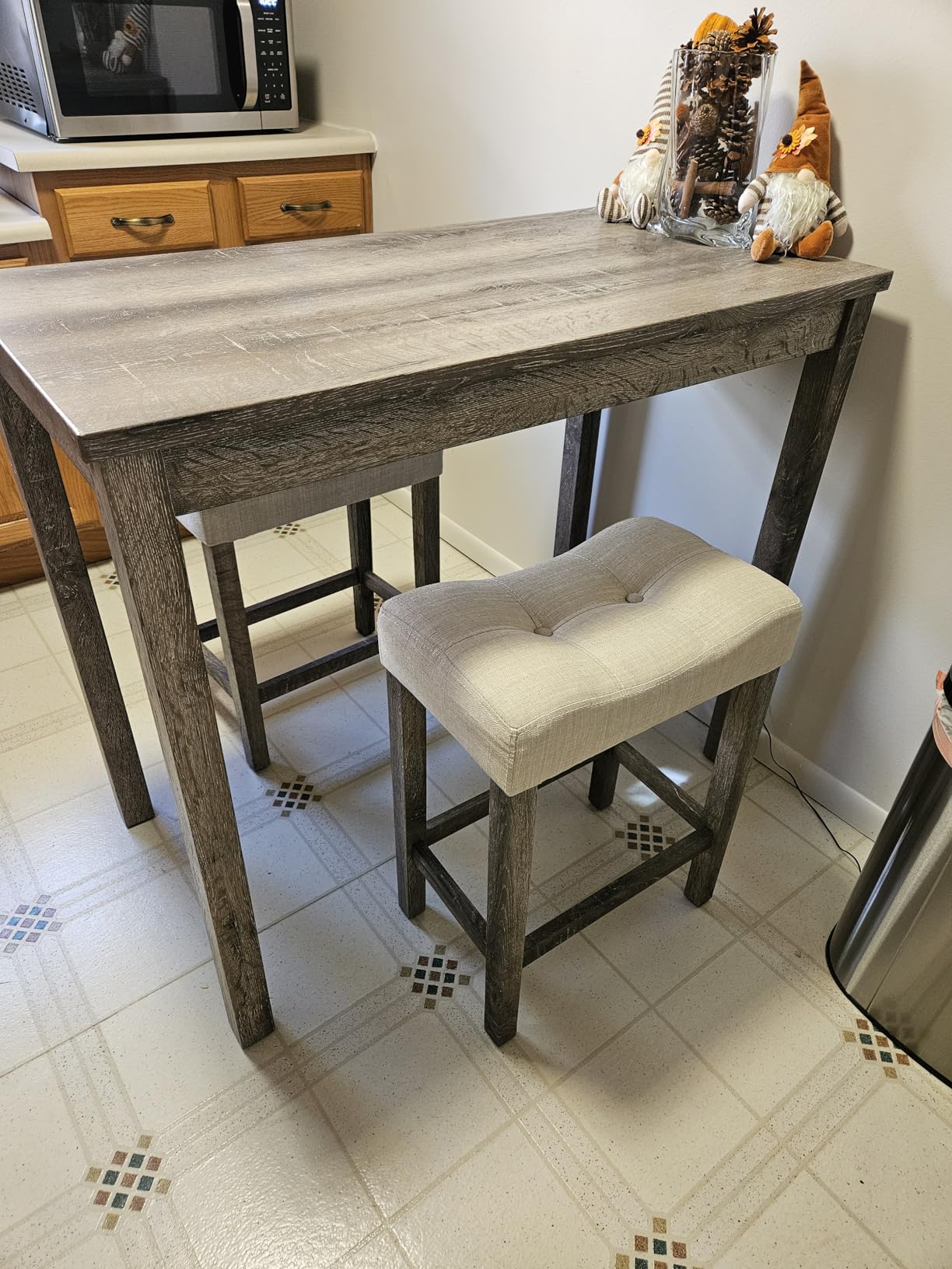 Sora Wood 3-Piece Counter Height Dining Set, Taupe customer photo 2