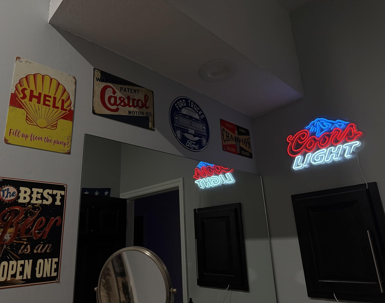 JFLLamp Crs LIGHT Neon Signs for Wall Decor Neon Lights for Bedroom Led Signs Suitable for Man Cave Bar Pub Restaurant Christmas Birthday Party Gift Led Art Wall Decorative Crs Light Bar Sign, 5V Usb Power, 17*11 Inch(Azure+red+white） customer photo 2