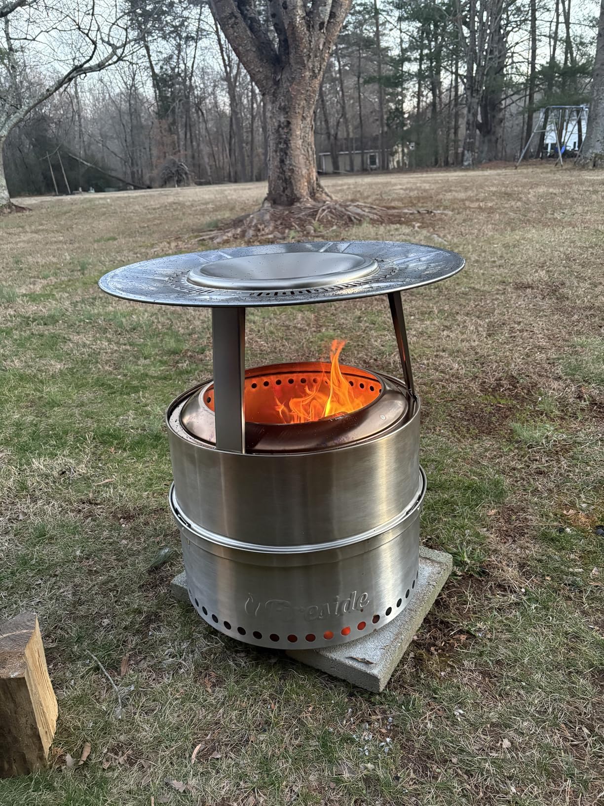 TURBRO 19 Inch Smokeless Fire Pit for Outdoor Wood Burning, Portable 304 Stainless Steel Camping Stove with Stand, Removable Ash Pan, Waterproof Storage Bag, Unique Nested Design, Pluto R19-SS, Silver customer photo 2