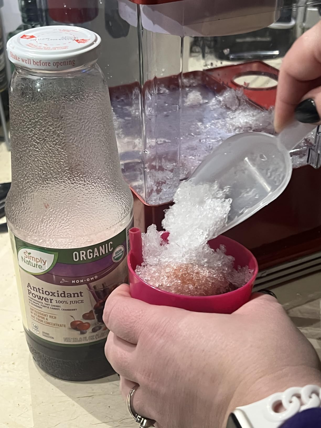 Nostalgia Snow Cone Shaved Ice Machine - Retro Table-Top Slushie Machine Makes 20 Icy Treats - Includes 2 Reusable Plastic Cups & Ice Scoop - Aqua customer photo 1