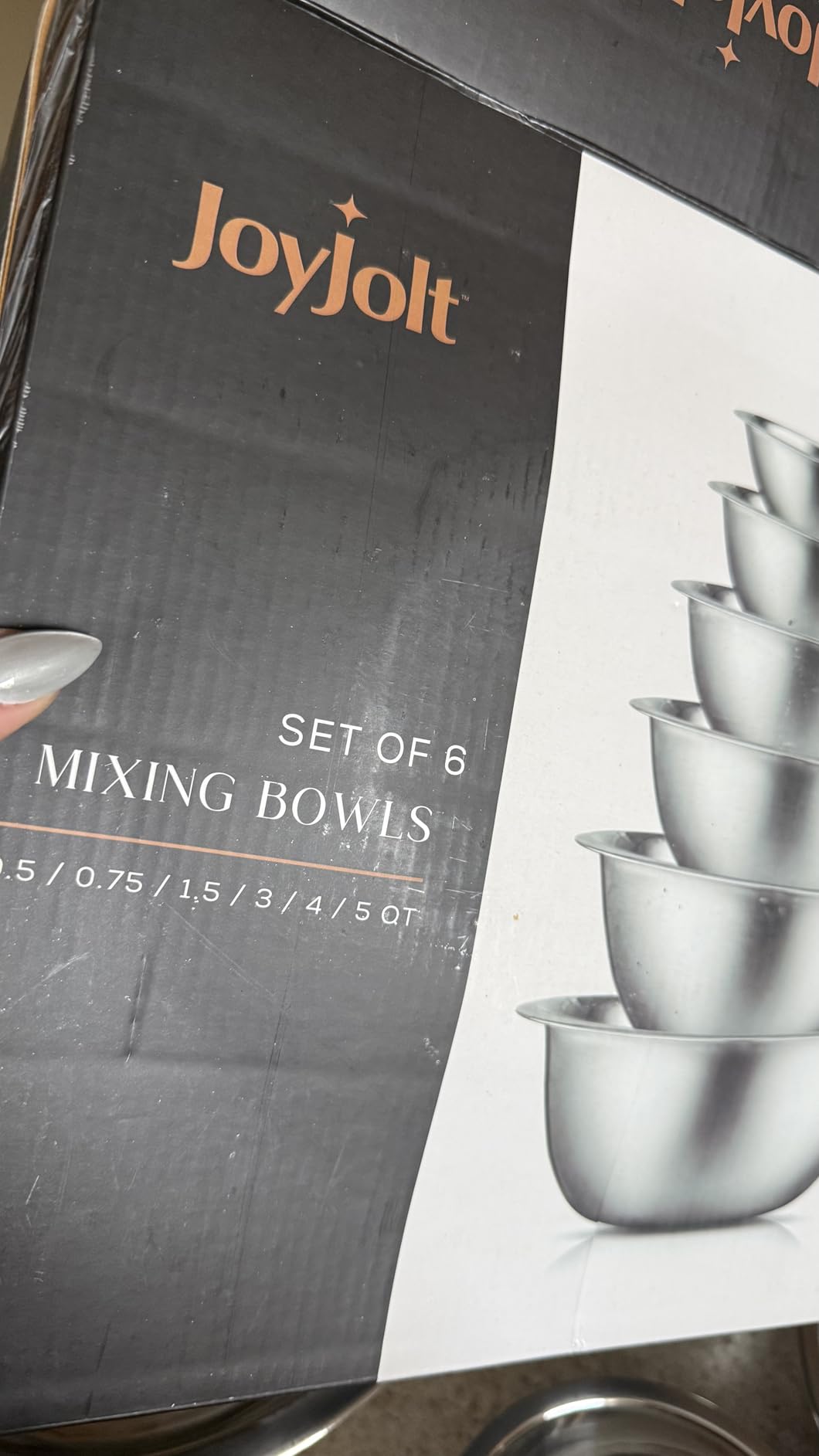 JoyJolt Stainless Steel Mixing Bowl Set - 6 Piece Nesting Bowls, 5qt to 0.5qt, Ideal for Kitchen, Cooking, Baking and Storage customer photo 1