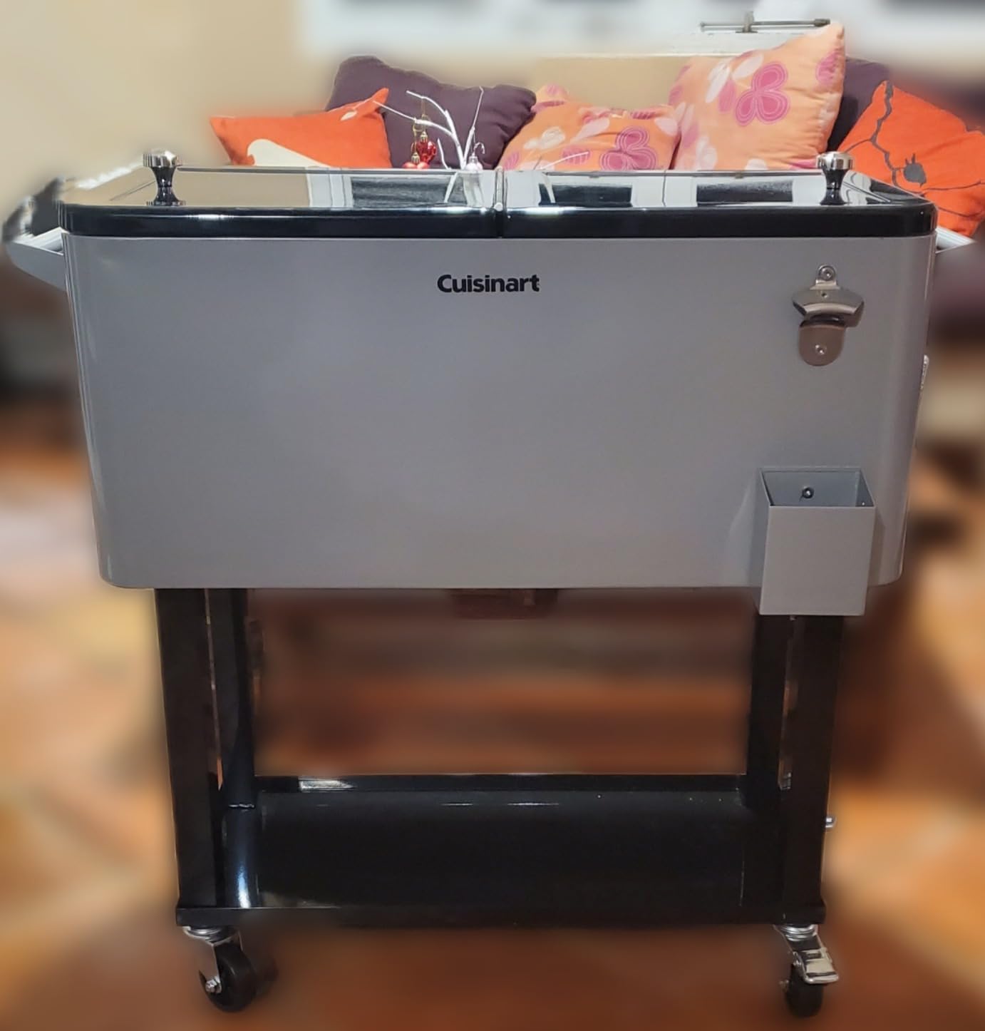 Cuisinart 80 Qt Cooler Cart, Portable Outdoor Beverage Cooler with Storage Shelf, Bottle Opener and Cap Collector, Summer BBQs, Cookouts and Tailgates, 48 Hour Cold Drinks, Chill, Fresh Sodas and Beer customer photo 2