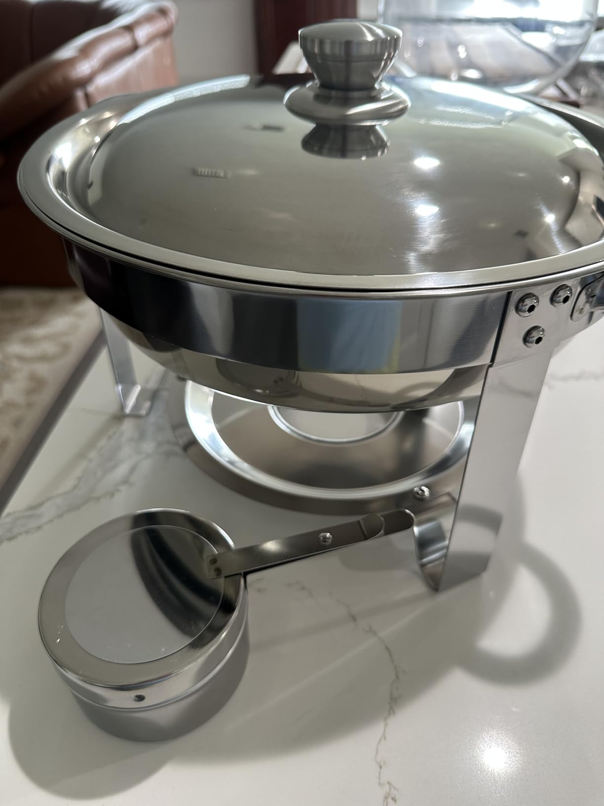 IMACONE Chafing Dish Buffet Set of 2 Pack, 5QT Round Stainless Steel Chafer for Catering, Upgraded Chafers and Buffet Warmer Sets with Food & Water Pan, Lid, Frame, Fuel Holder for Event Party Holiday customer photo 2