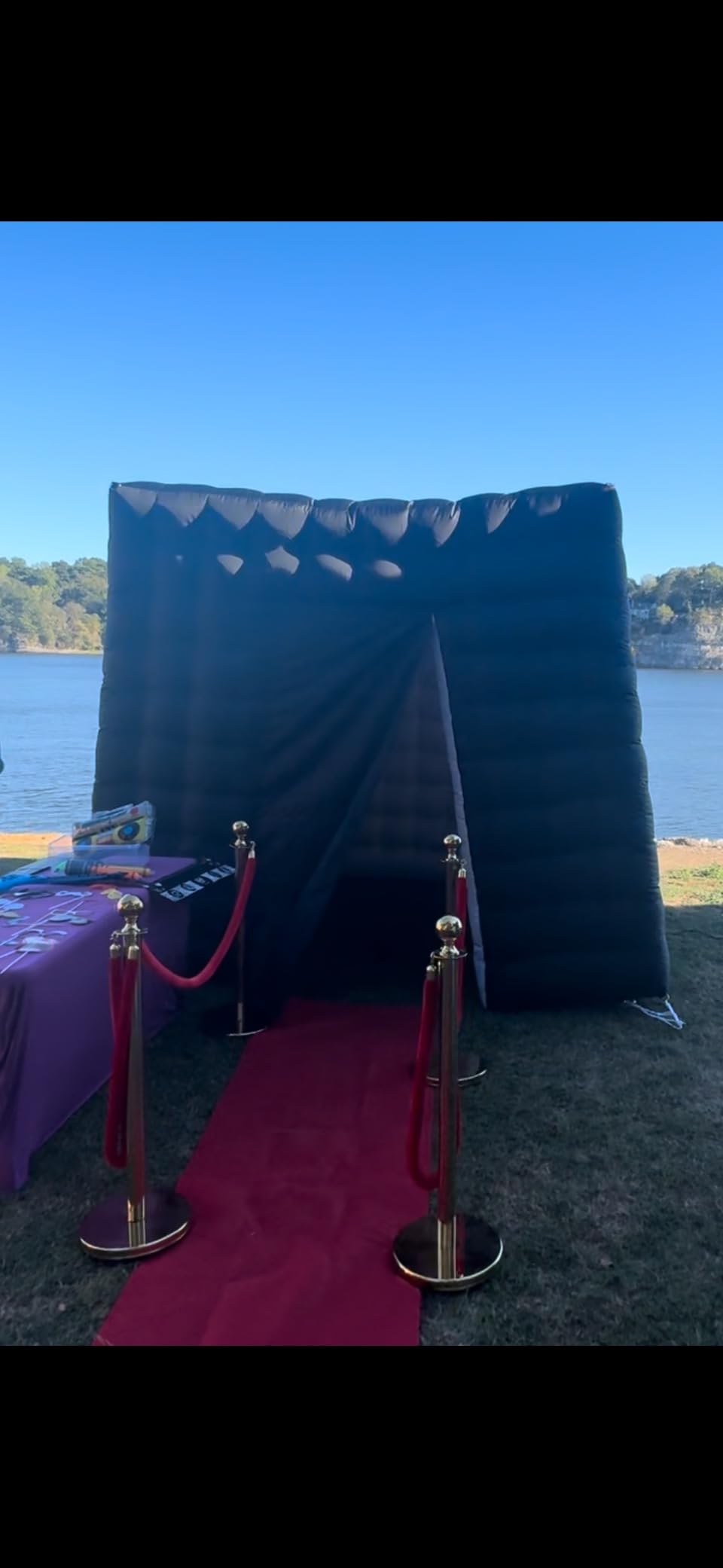 Inflatable Photo Booth Enclosure, 8.2 x 8.2ft Portable 16 Colors LED Dimmable Shooting Photobooth Tent Kit with 2 Doors and Inner Air Blower, Remote Controller, Carry Bag customer photo 1