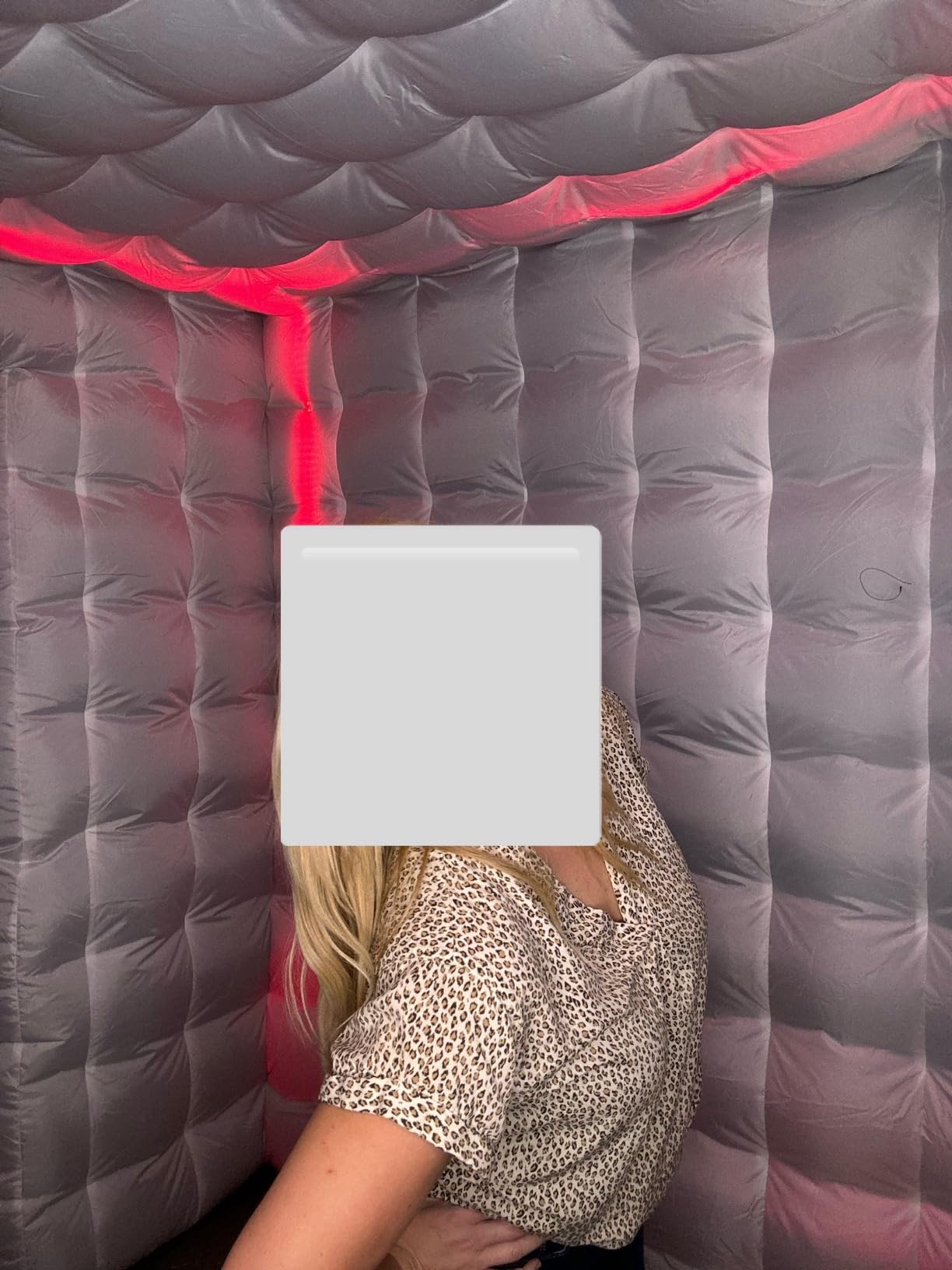 Inflatable Photo Booth Enclosure, 8.2 x 8.2ft Portable 16 Colors LED Dimmable Shooting Photobooth Tent Kit with 2 Doors and Inner Air Blower, Remote Controller, Carry Bag customer photo 2
