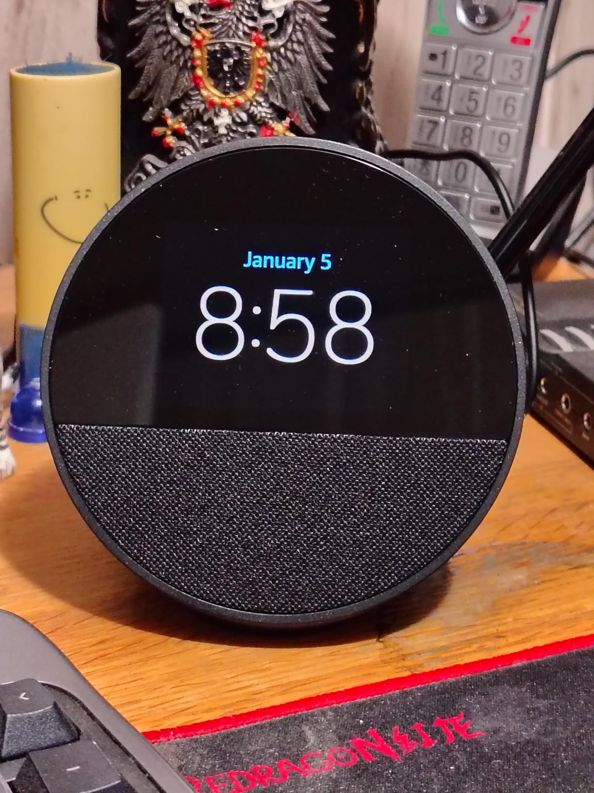 Echo Spot (newest model), Great for nightstands, offices and kitchens, Smart alarm clock, Designed for Alexa+, Black customer photo 2