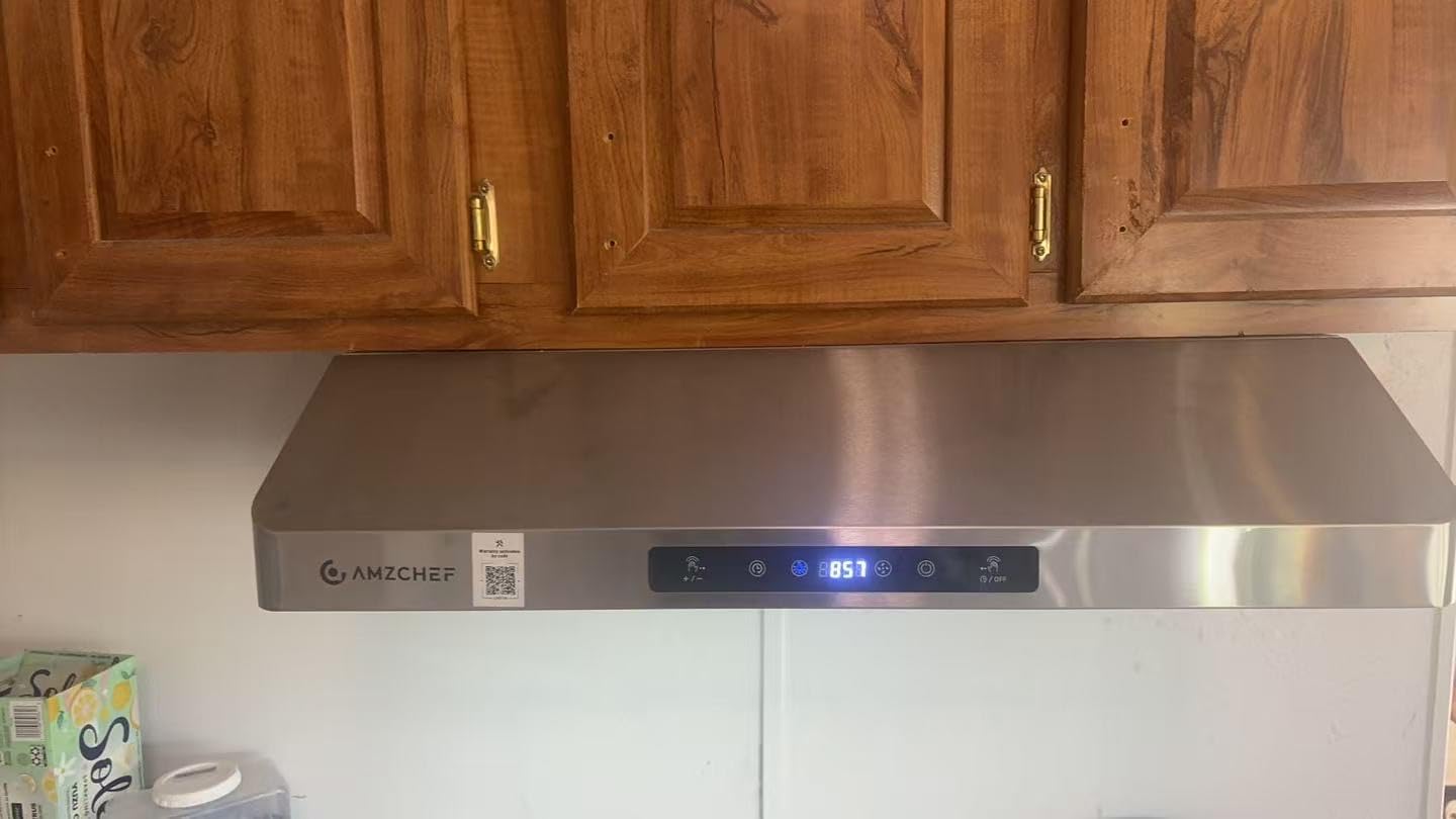 AMZCHEF Under Cabinet Range Hood 30 Inch, 750CFM Stainless Steel Kitchen Stove Vent Hood 3 Speed Exhaust Fan Touch/Remote/Gesture Control LED lights Time Setting Dishwasher-Safe Baffle Filters customer photo 2