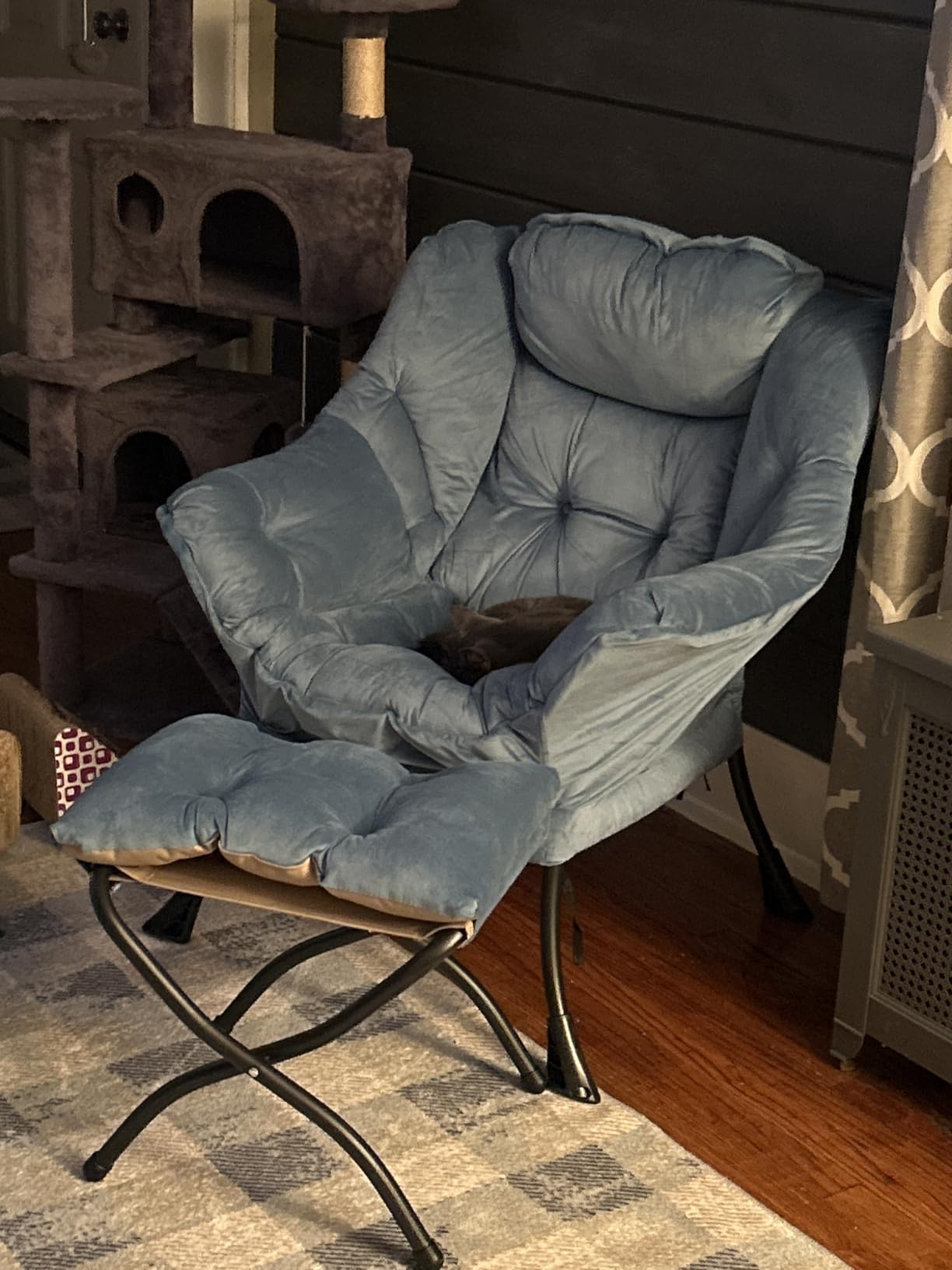 Tiita Modern Large Accent Chair with Ottoman, Comfy Leisure Sofa Armchair with Footrest, Reading Chair for Bedroom, Living Room, Dorm Rooms, Garden Dark Grey customer photo 1