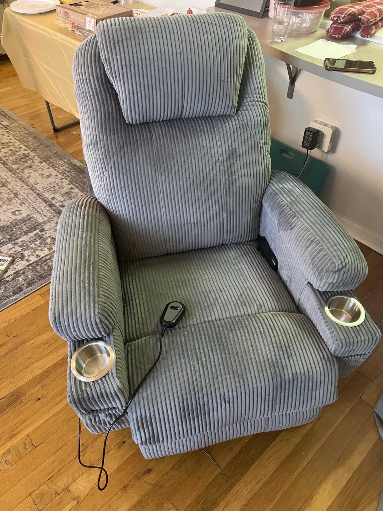 Flamaker Power Lift Recliner Chair Electric Lift Recliner for Elderly Power Lift Recliner Chair with Cup Holders Side Pockets for Living Room (Leathaire, Light Black) customer photo 2