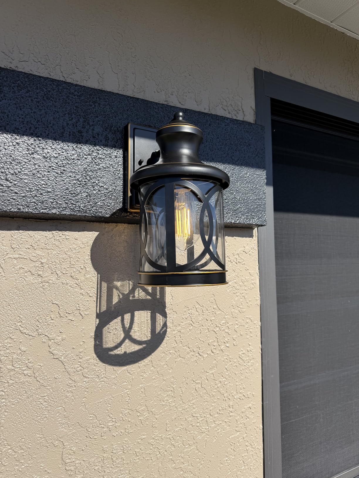 2-Pack Outdoor Wall Lights, Porch Lights, Waterproof Outdoor Wall Sconce, Exterior Light Fixtures Matte Black with Clear Glass Shade for House Garage Patio Front Door Balcony customer photo 1