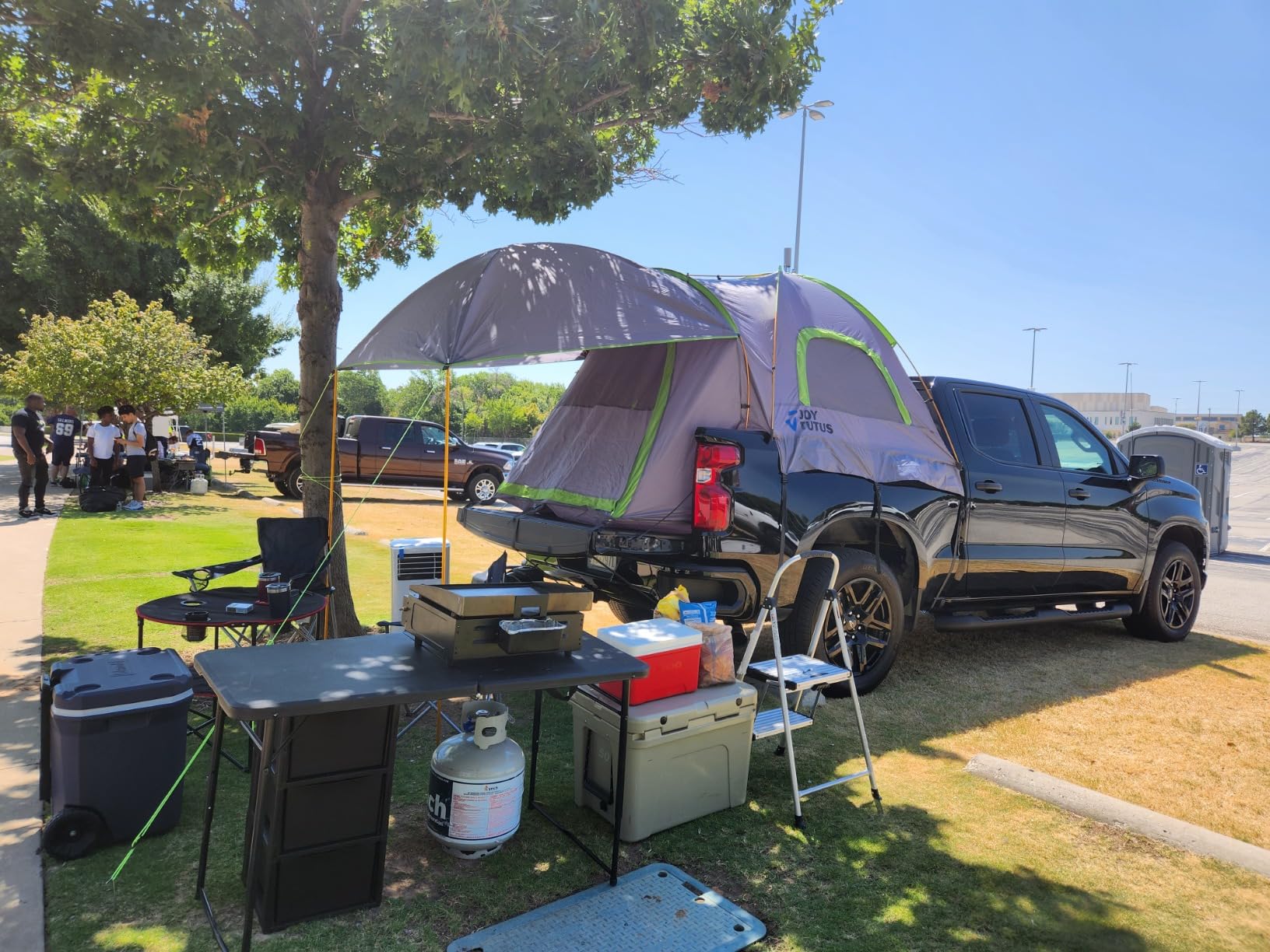 JOYTUTUS Pickup Truck Tent 5.5ft Bed Tent with Removable Awning, Waterproof PU2000mm Double Layer for 2 Person, Portable Truck Bed Tent - Green, Aluminum Pole customer photo 2