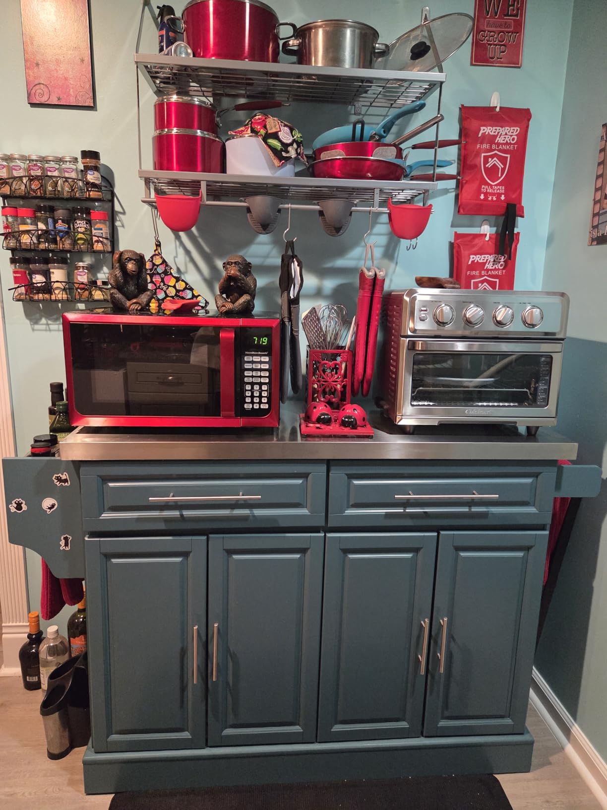 HOMCOM Rolling Kitchen Island Cart with 47