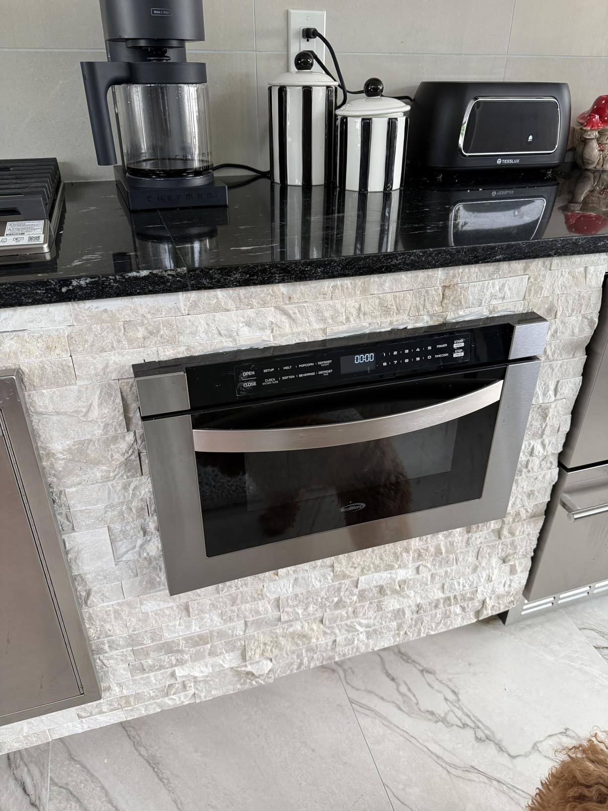 KoolMore 24 Inch Stainless-Steel Microwave Drawer with 1.2 cu. ft. Capacity, 1000W Power with 10 Custom Cooking Levels, Memory, and Timer Functions, Wall-Mounted with Flat Bottom (KM-MD-1SS) customer photo 1