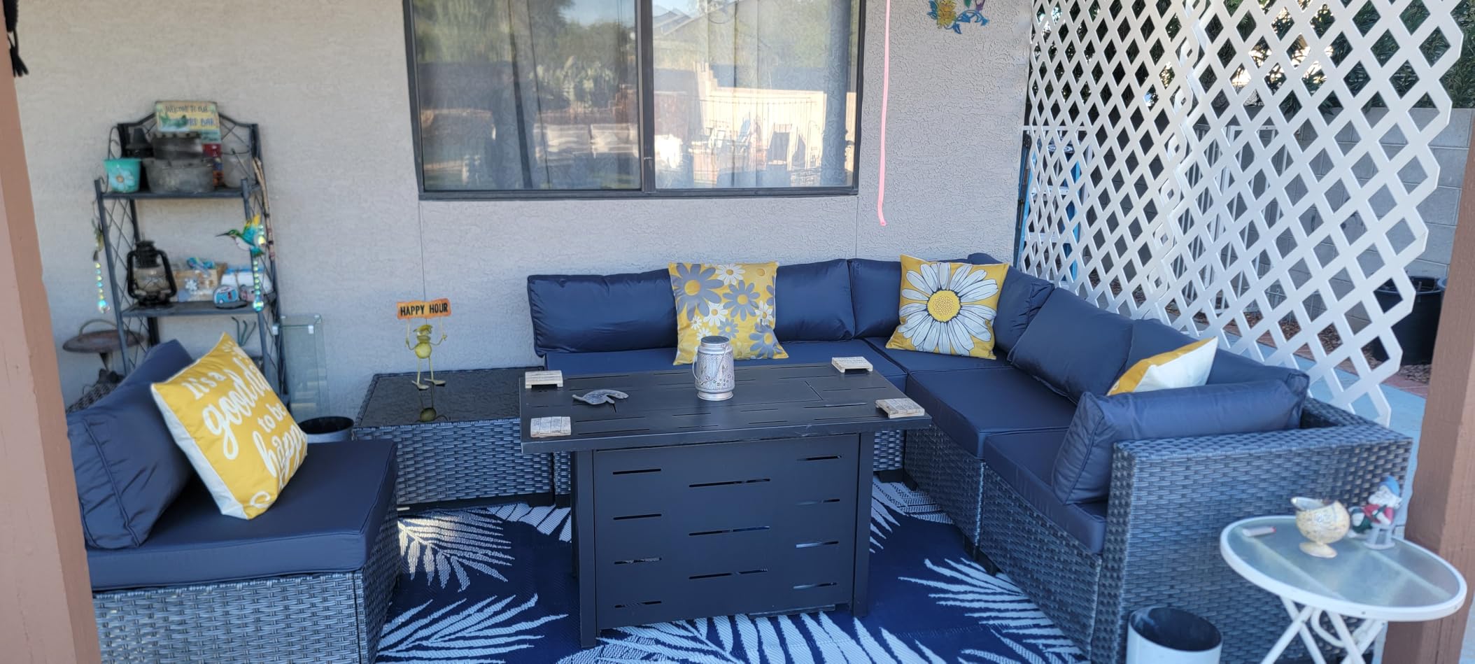 Valita Patio Furniture Set 30 Inches Fire Pit 7-Piece Outdoor Sectional Patio Couch 50000 BTU Steel Propane Fire Pit Table with No-Slip Cushions and Waterproof Cover, Khaki customer photo 1
