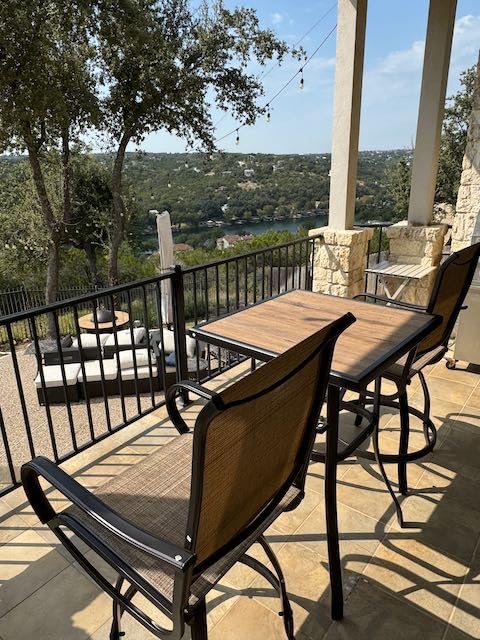 PHI Villa 5 Piece Outdoor Bar Set, Counter Height Patio Bar Bistro Table and Swivel Bar Stools Chairs with All Weather Brown Textilene Fabric for Garden, Yard, Poolside customer photo 1