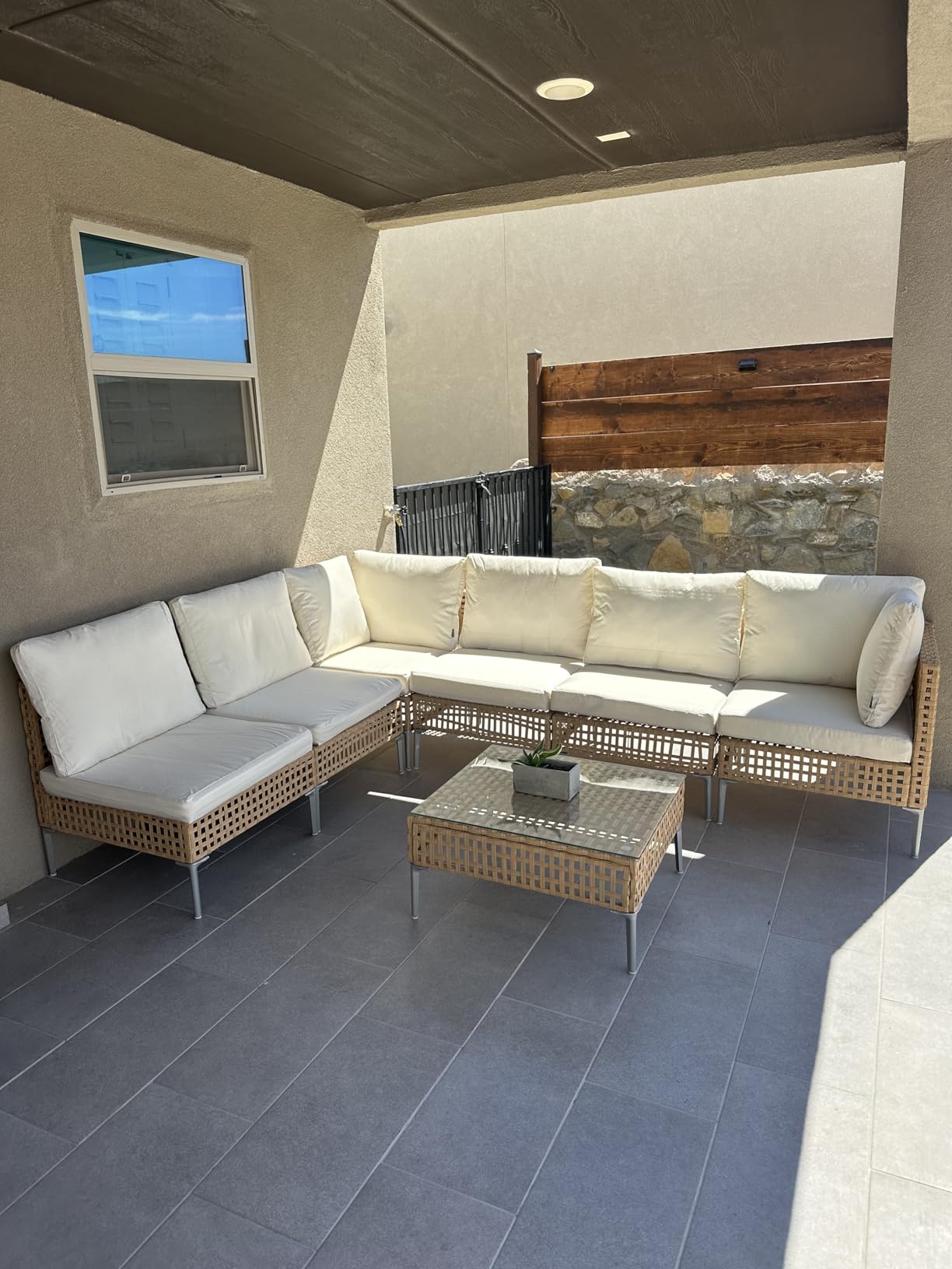 Grand patio 7-Piece Wicker Patio Furniture Set, Boho Outdoor Conversation Set Sectional Sofa with Water Resistant Thick Cushions and Coffee Table, Cream customer photo 1