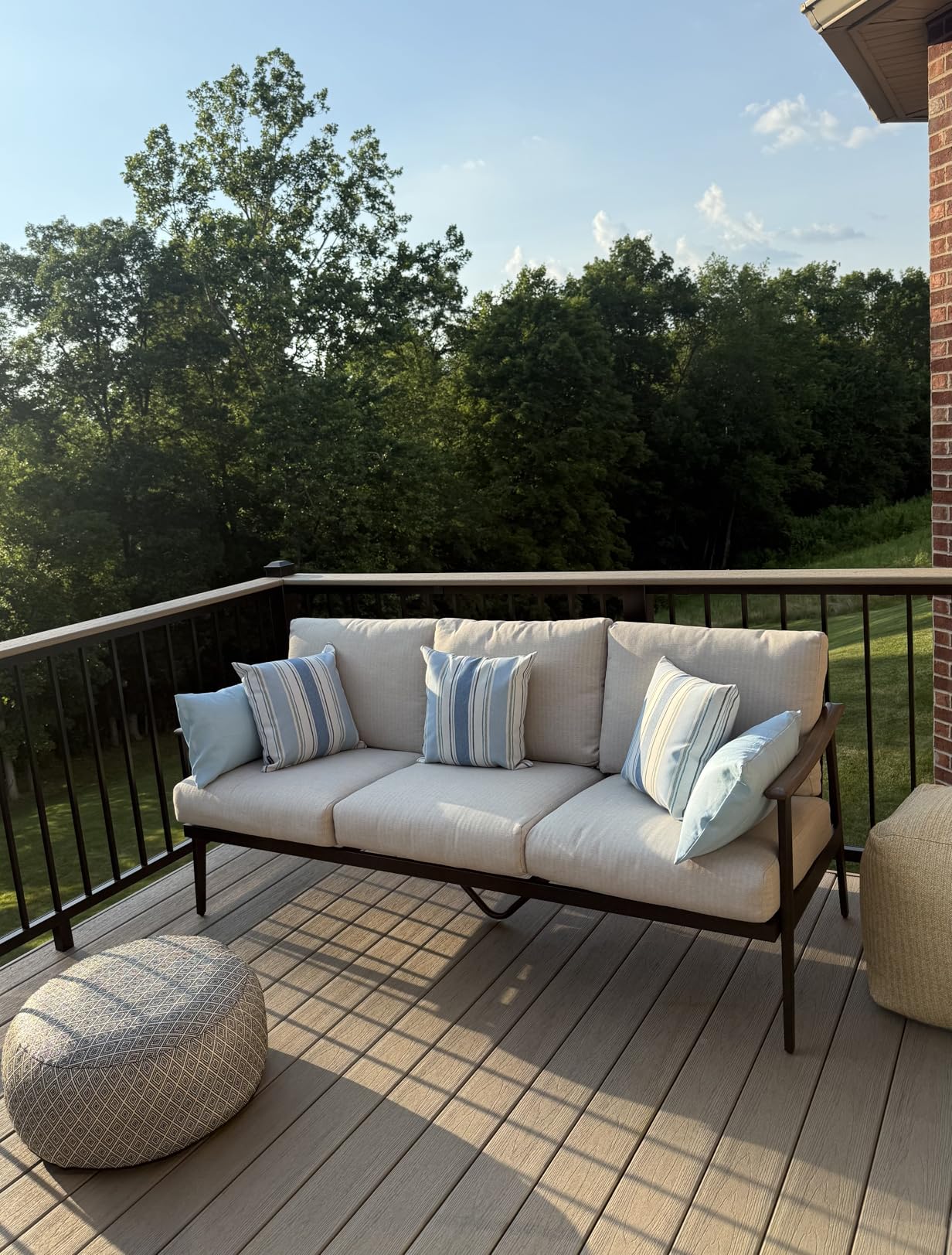 NATURAL EXPRESSIONS Patio Loveseat Sofa Outdoor Furniture Metal Chair with Wicker Backrest & 6 Inches Cushion for Indoor, Front Porch, Deck, Balcony, Backyard, 51.77(L) x 29.75(W) x 33.86(H). customer photo 2