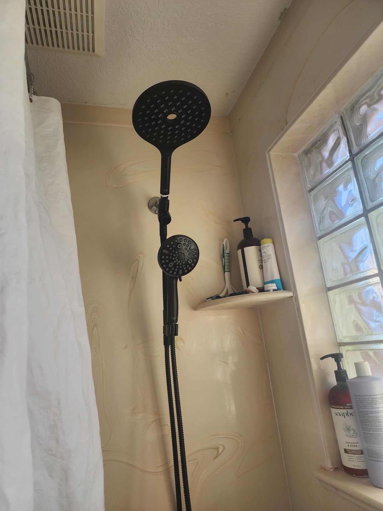 MakeFit Dual Handheld Shower Head Combo, 2-in-1 Rain Shower Heads System 8 Inch Rainfall Shower Head and 10 Modes High Pressure Hand Held Showerhead customer photo 1