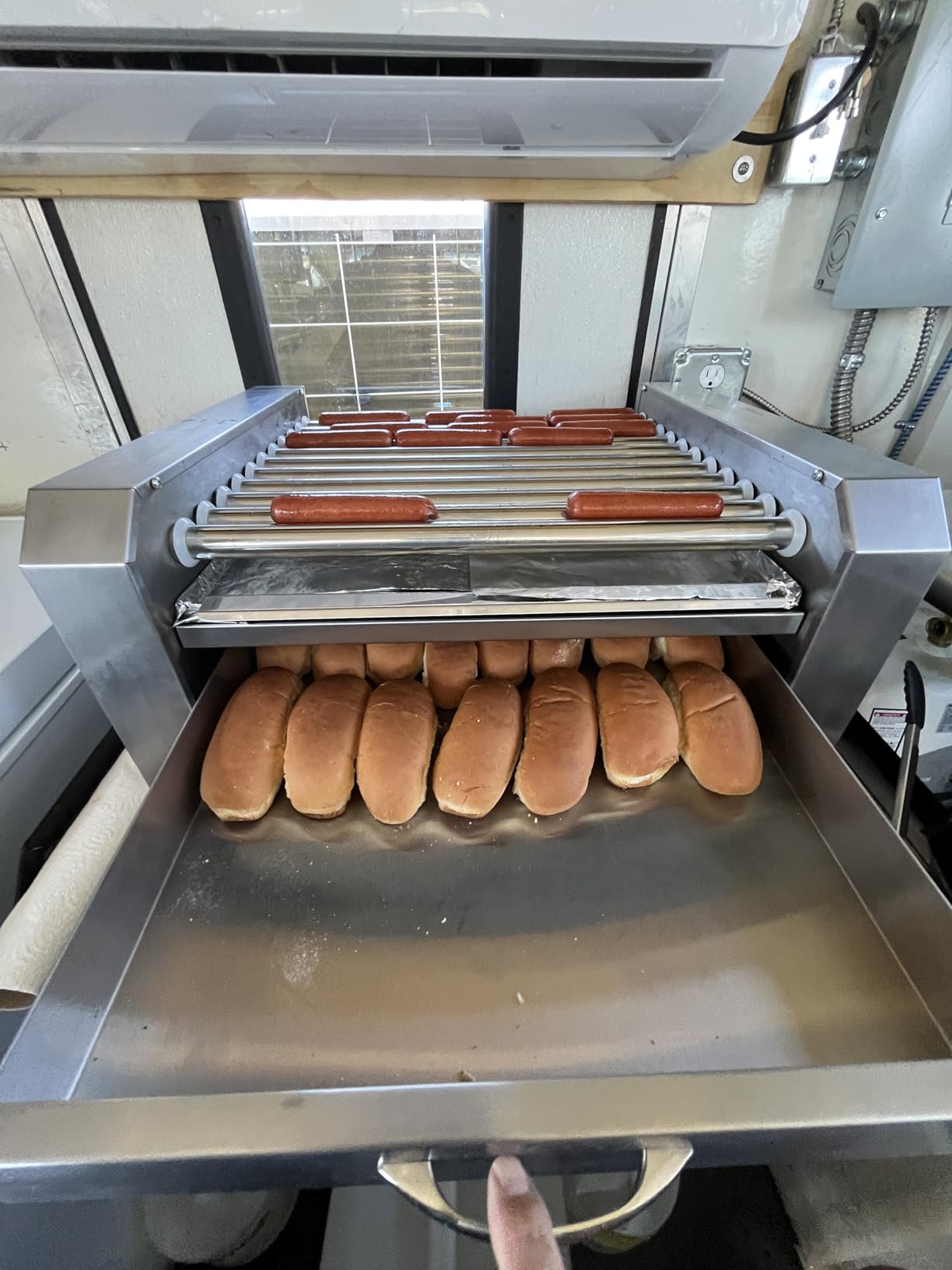 Olde Midway Electric 30 Hot Dog 11 Roller Grill Cooker Machine with Bun Warming Drawer and Cover - Commercial Grade, Stainless Steel customer photo 1