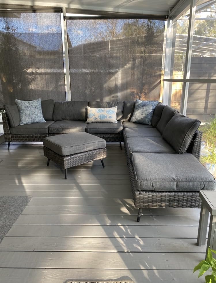 LAUSAINT HOME Outdoor Patio Furniture, 8 Piece Outdoor Sectional Sofa PE Rattan Wicker Patio Conversation Sets, All Weather Patio Furniture Set with Thick Cushions for Garden, Poolside, Backyard (Beige) customer photo 1