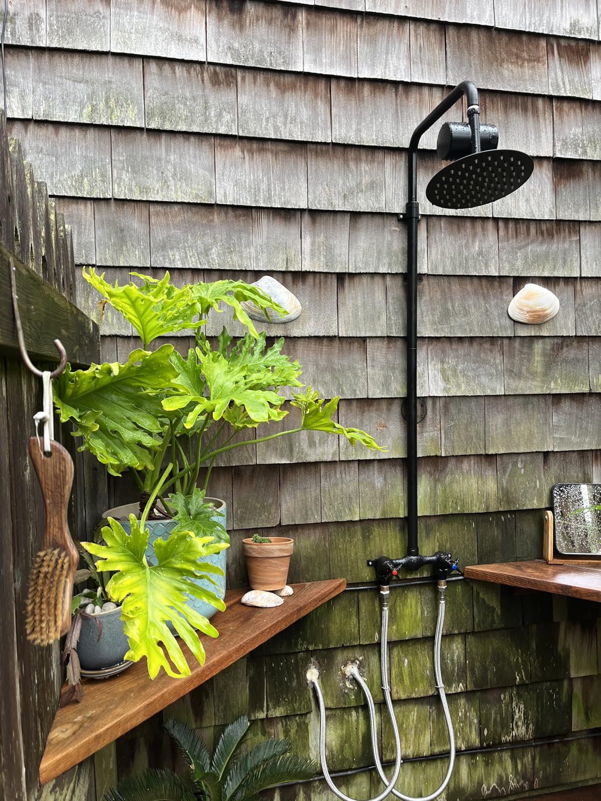 Aolemi Outdoor Shower Kit - Double Handle Exposed Shower with 8 Inch Rainfall Shower Head - Adjustable Height - Matte Black customer photo 2