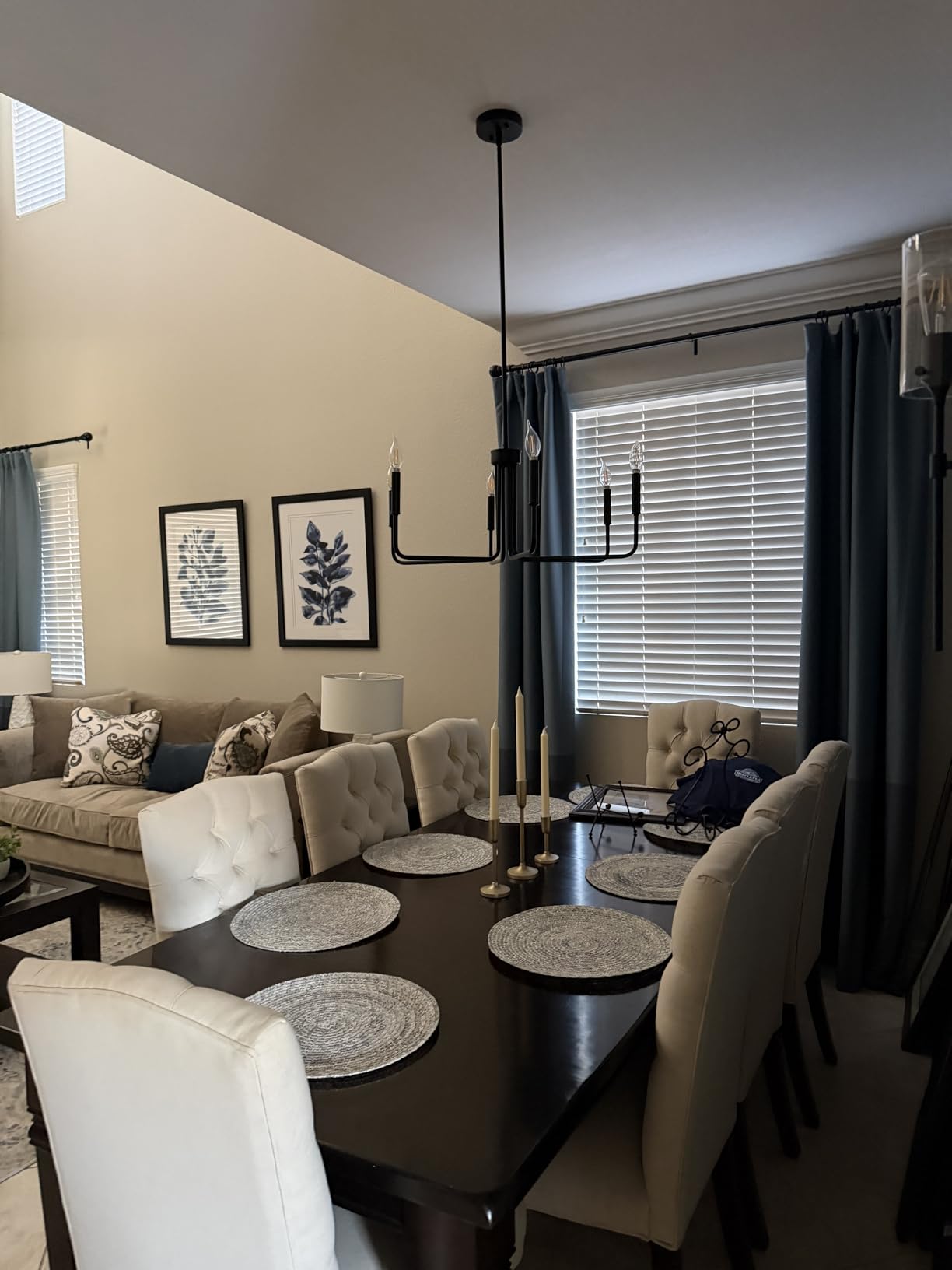 Black Chandelier, 6-Light Farmhouse Chandelier for Dining Room Lighting Fixtures Hanging, Dining Light Fixtures Industrial Modern Chandelier for Bedroom, Foyer, Hall, Kitchen, Living Room and Entryway customer photo 2