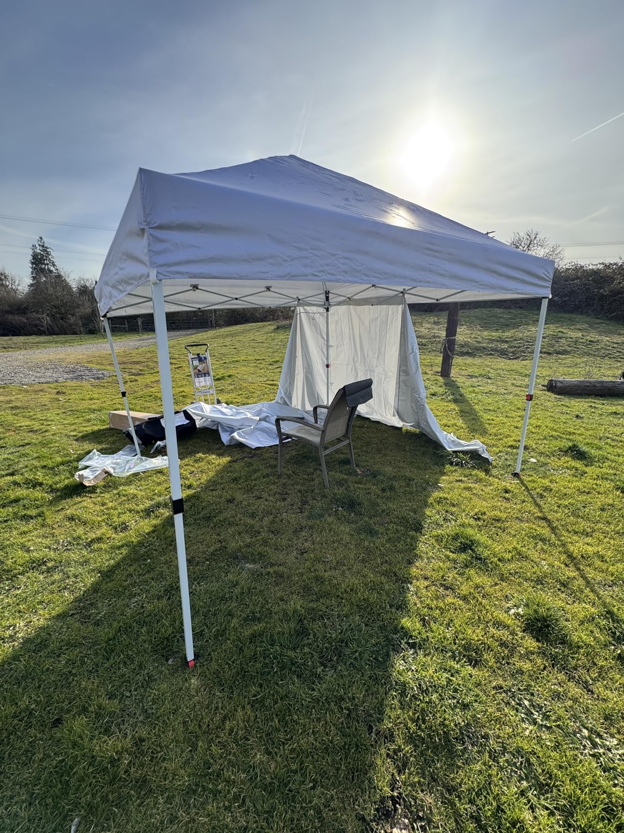 CROWN SHADES 10X10 Commercial Instant Canopy Pop Up Tent with Center Lock, 300D Fabric, 4 Sidewalls, Sto'N Go Bag, White customer photo 1