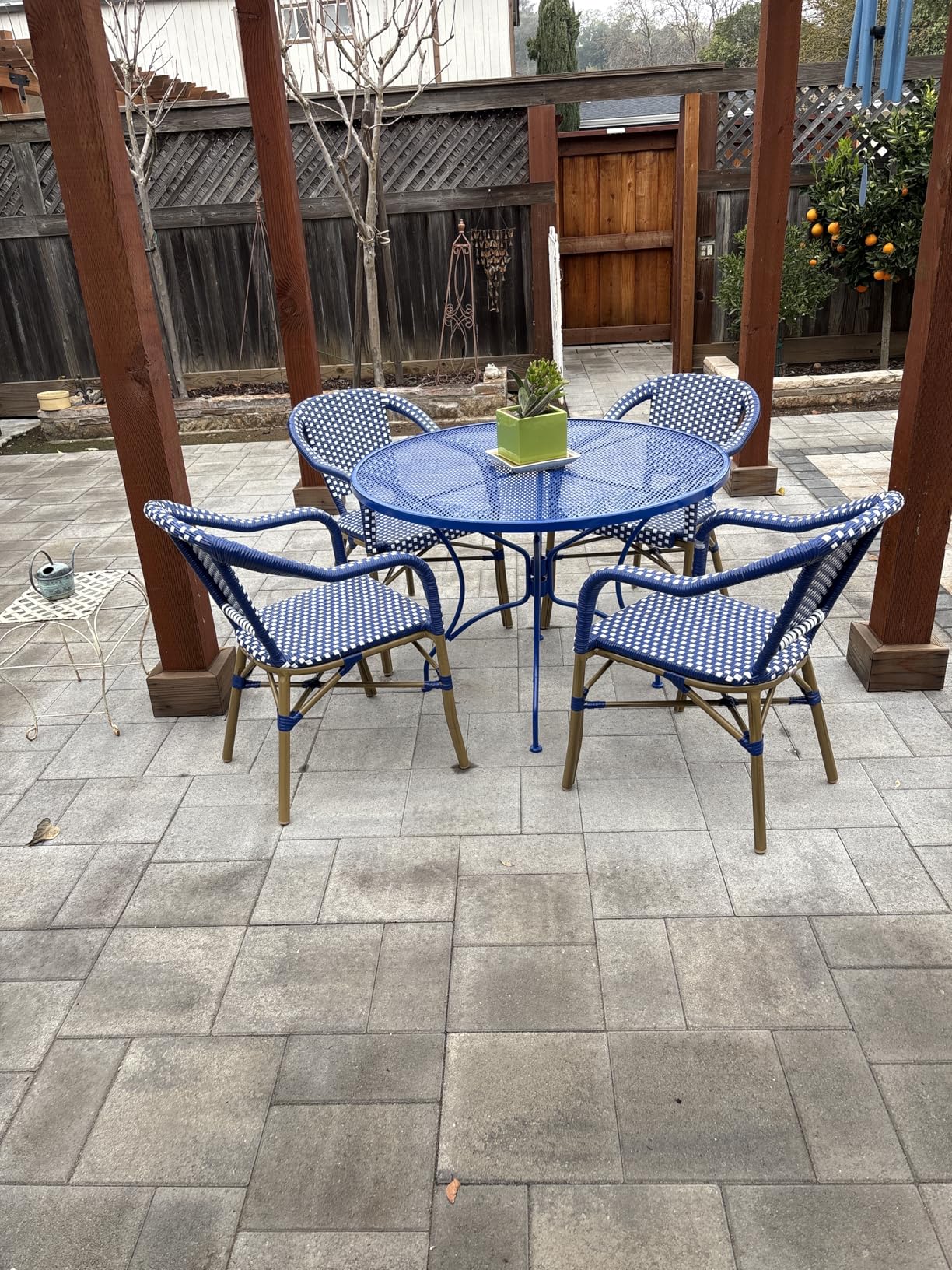 PURPLE LEAF Outdoor Dining Chair Set of 4 Aluminum Rattan Chairs for Outdoor Garden Backyard Bamboo Print Finish Patio Chairs Grey French Bistro Chairs customer photo 1