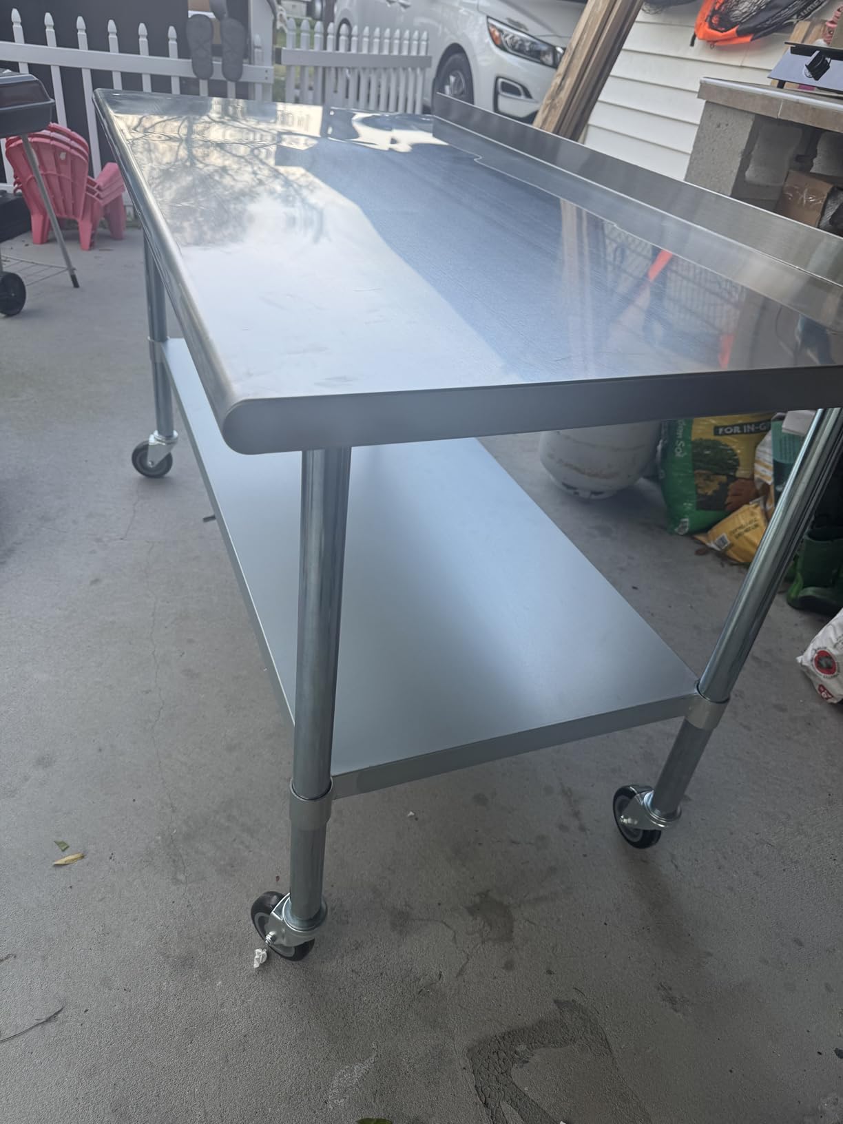 HARDURA Stainless Steel Table 24 x 48 Inches with Wheels Casters NSF Heavy Duty Commercial Prep Table with 2 Backsplash and Adjustable Undershelf for Restaurant Kitchen Home and Hotel customer photo 1