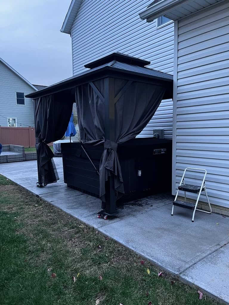 PURPLE LEAF 6' X 8' Hardtop Grill Gazebo for Patio Permanent Aluminum Barbeque Shelter Canopy with Ceiling Hook and Shelves Double Tiered Grey Outdoor BBQ Gazebo customer photo 1