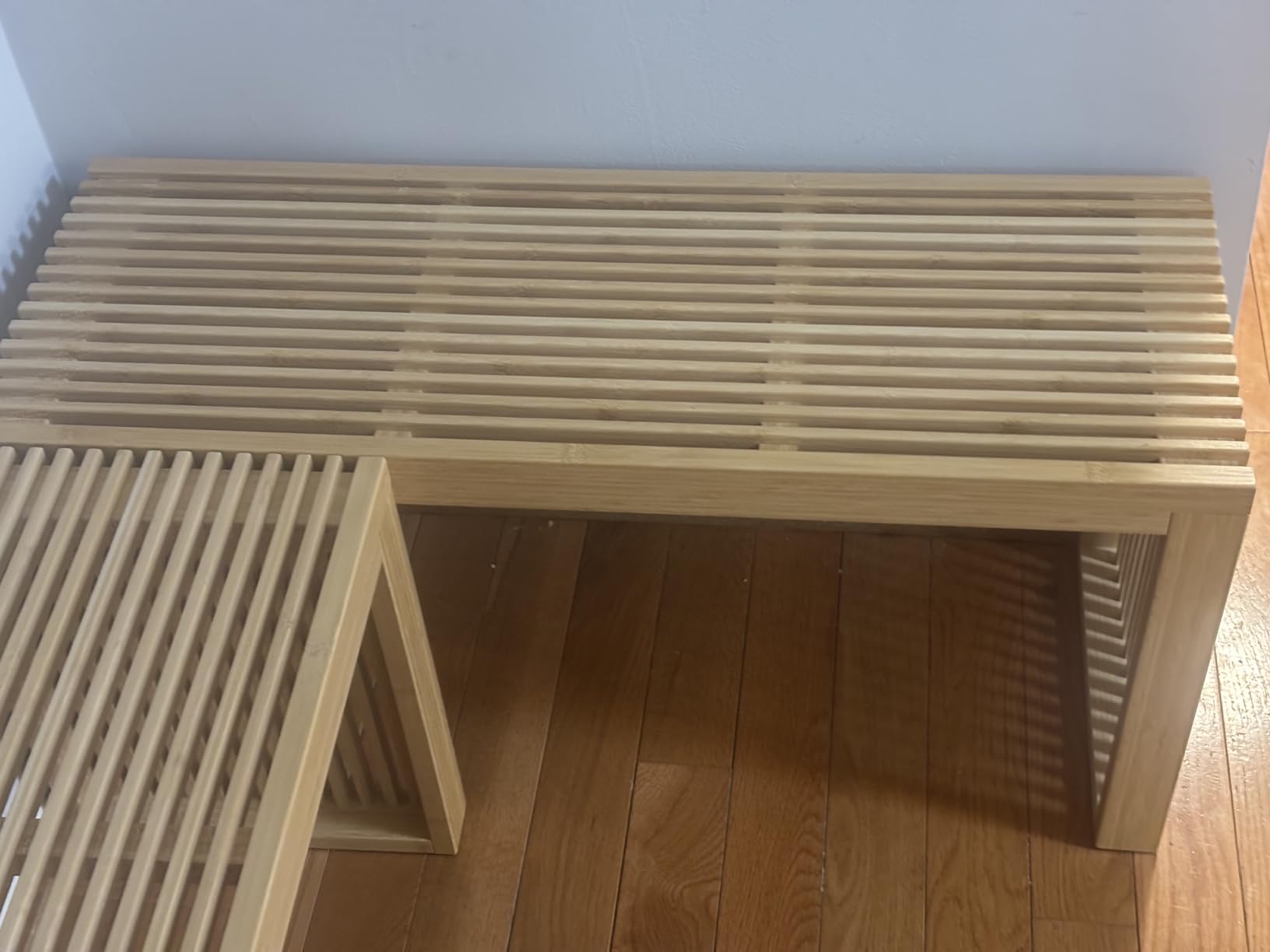 Bamboo Dining Bench, 35 inch Farmhouse Decor Indoor Kitchen Table Bench, Entryway Shoe Rack Bench customer photo 1