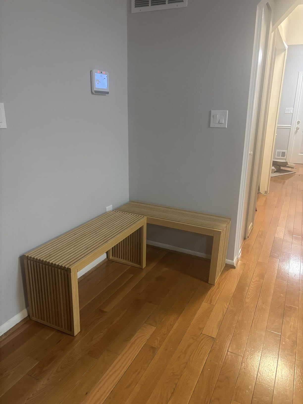 Bamboo Dining Bench, 35 inch Farmhouse Decor Indoor Kitchen Table Bench, Entryway Shoe Rack Bench customer photo 2