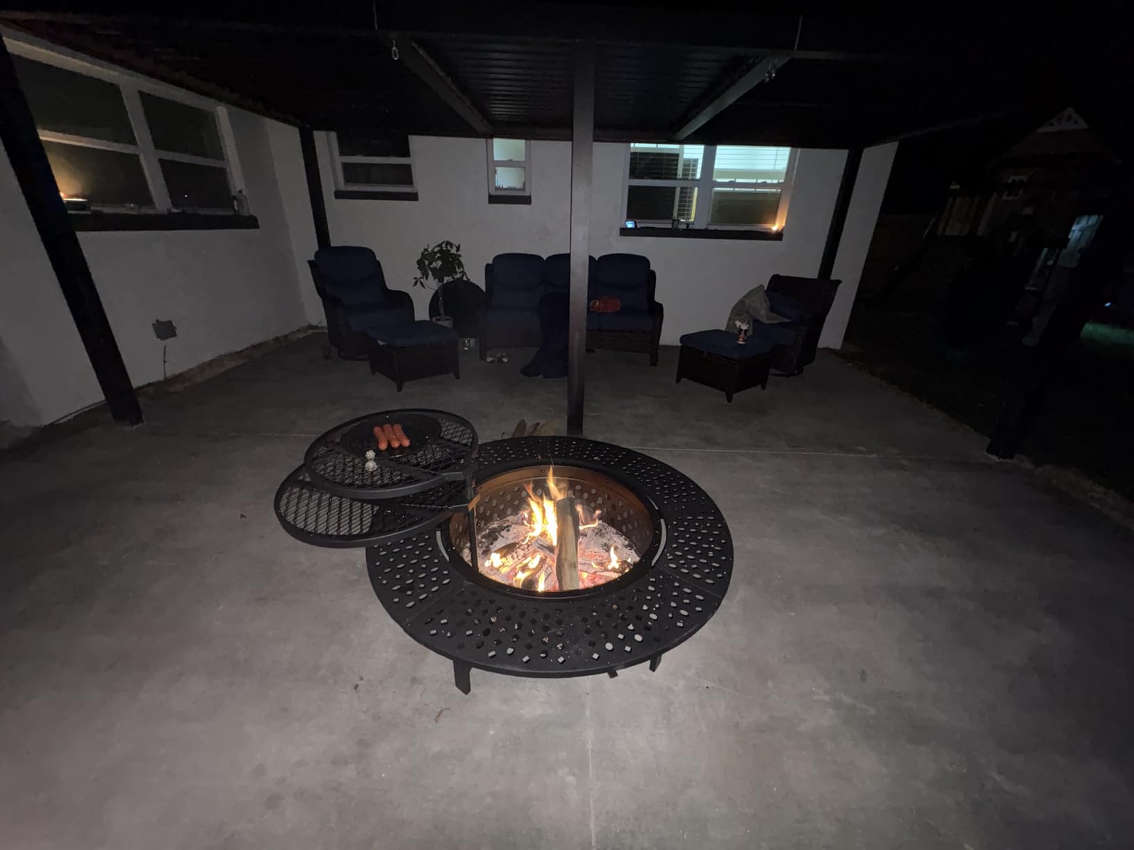 36 Inch Fire Pit with 2 Grills, Wood Burning Fire Pits for Outside with Lid, Poker and Round Waterproof Cover, BBQ& Outdoor Firepit & Round Metal Table 3 in 1 for Patio, Picnic, Party customer photo 2