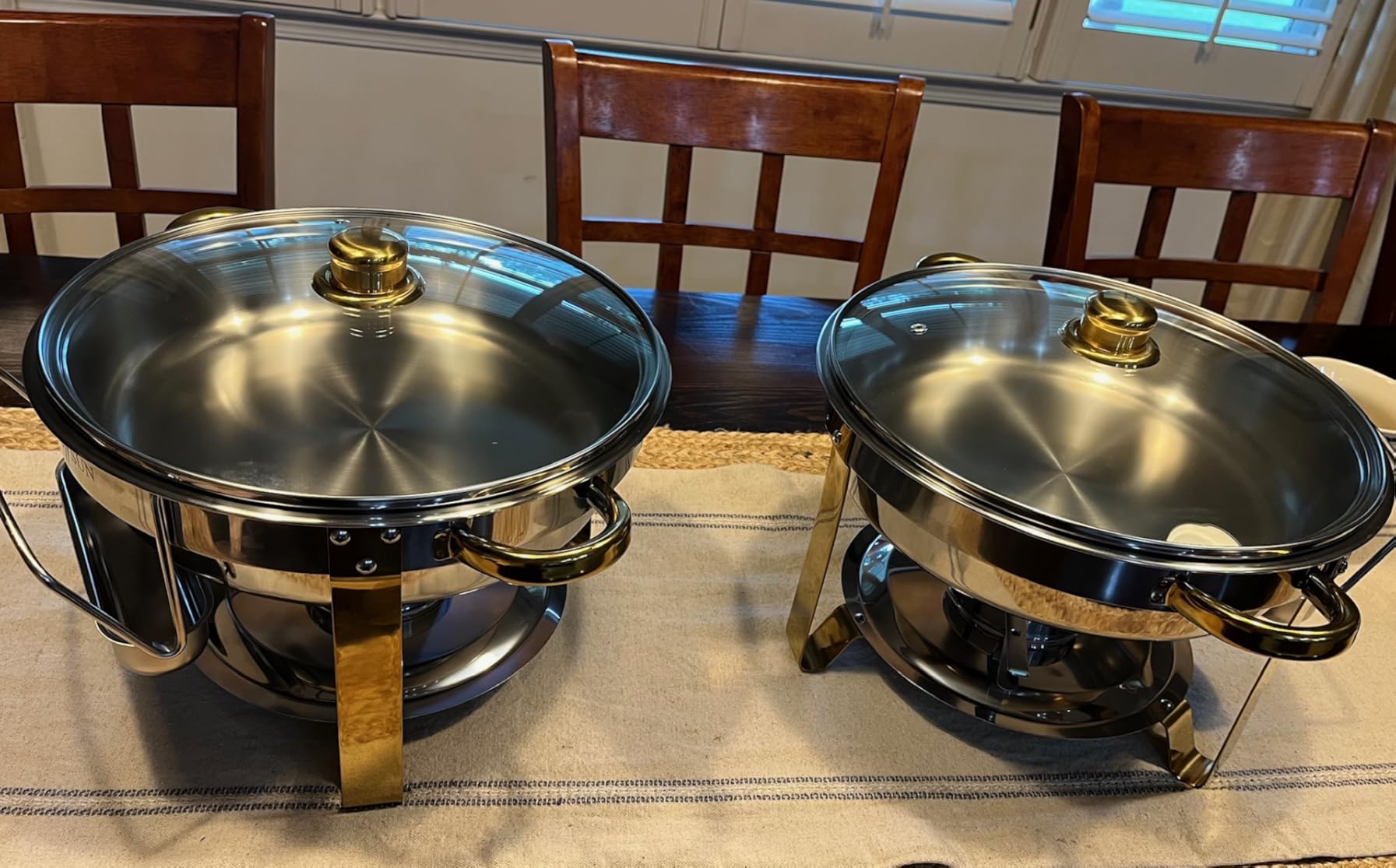 ROVSUN 5QT 4 Packs Chafing Dish Buffet Set Gold Accent, NSF Round Stainless Steel Buffet Warmer Chafers and Warmers Sets with Glass Lid & Lid Holder for Catering Events Parties Weddings Dinners customer photo 2