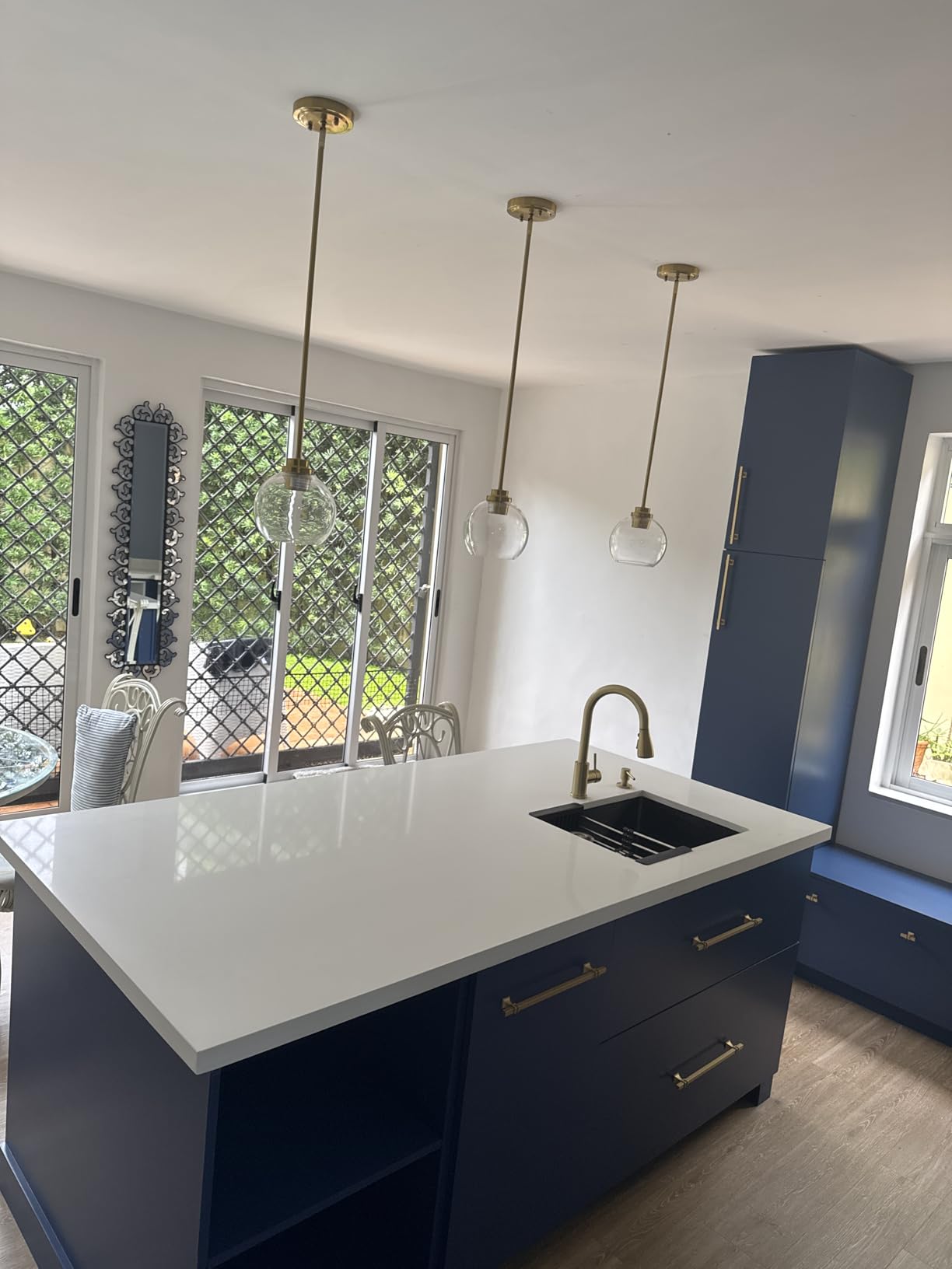 Brass Pendant Lights Kitchen Island 2 Pack, Farmhouse Gold Pendant Light with Clear Glass Globe Shade, Kitchen Island Lighting for Dining Room Entryway, AD-22280-1P2-GD-C customer photo 1