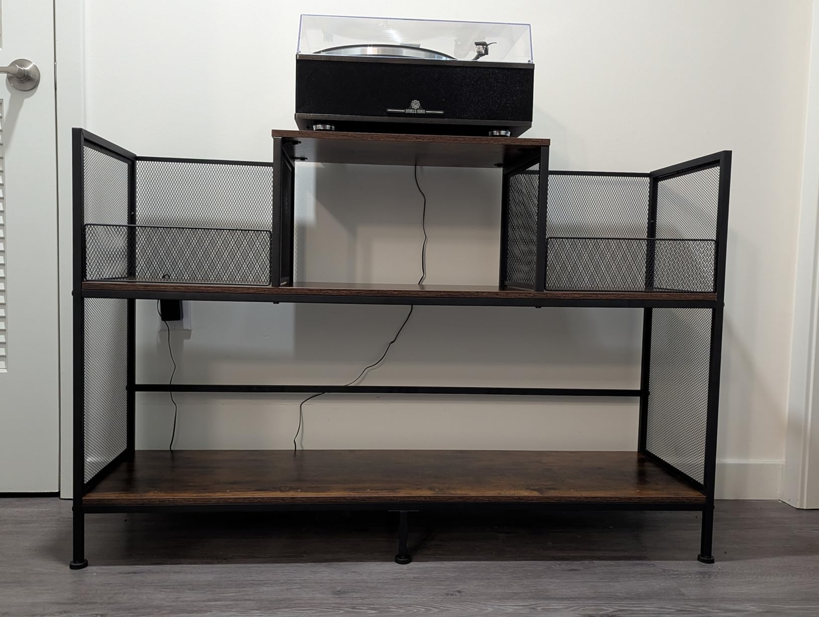 Large Vintage Record Player Table with 4 Adjustable Dividers, Vinyl Record Storage Cabinet for Up to 350 Albums, Medieval Turntable Stand for Living Room, Bedroom customer photo 1