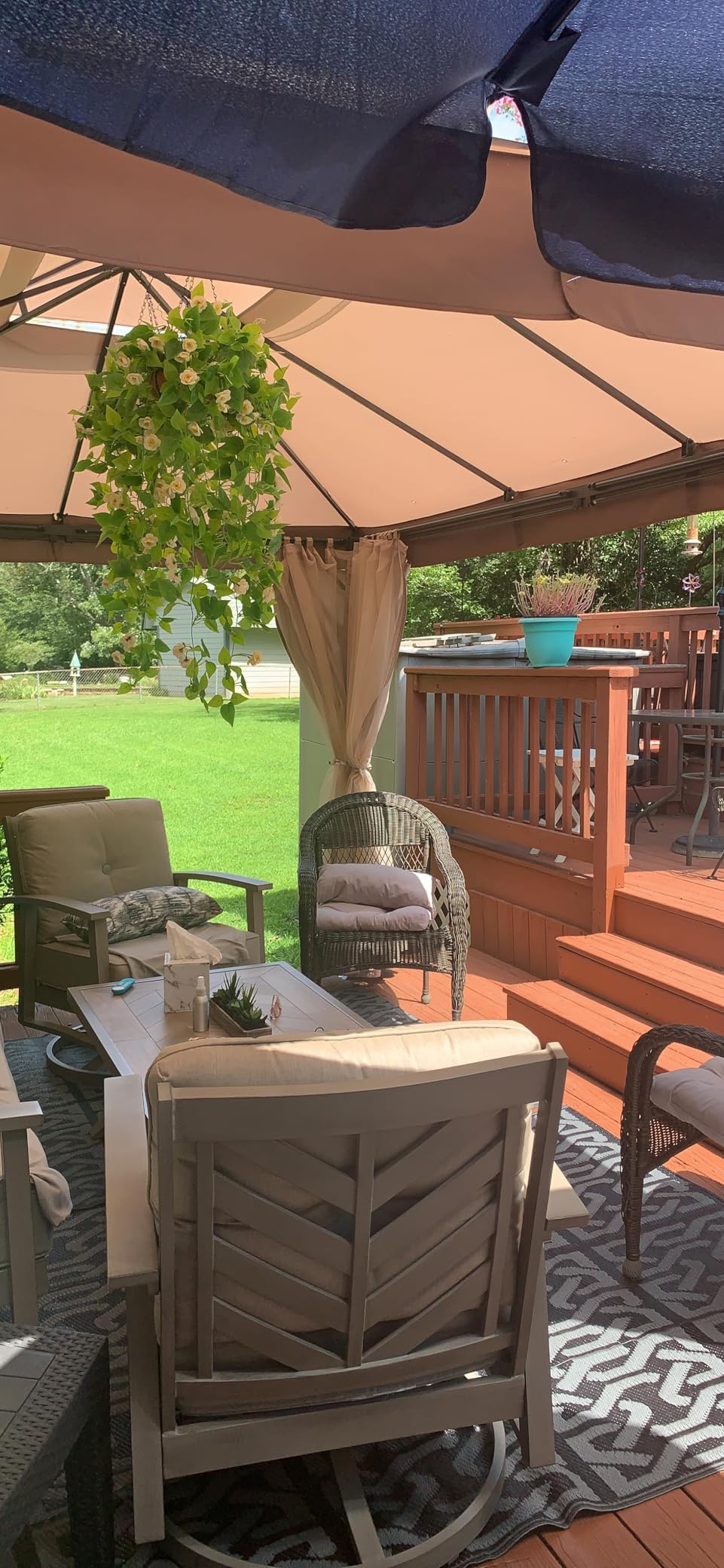 LAUSAINT HOME Outdoor Patio Gazebo 10'x13', Heavy Duty Party Tent & Shelter with Double Roofs, Mosquito Nettings and Privacy Screens for Backyard Events, Parties & Garden Use (Khaki) customer photo 1
