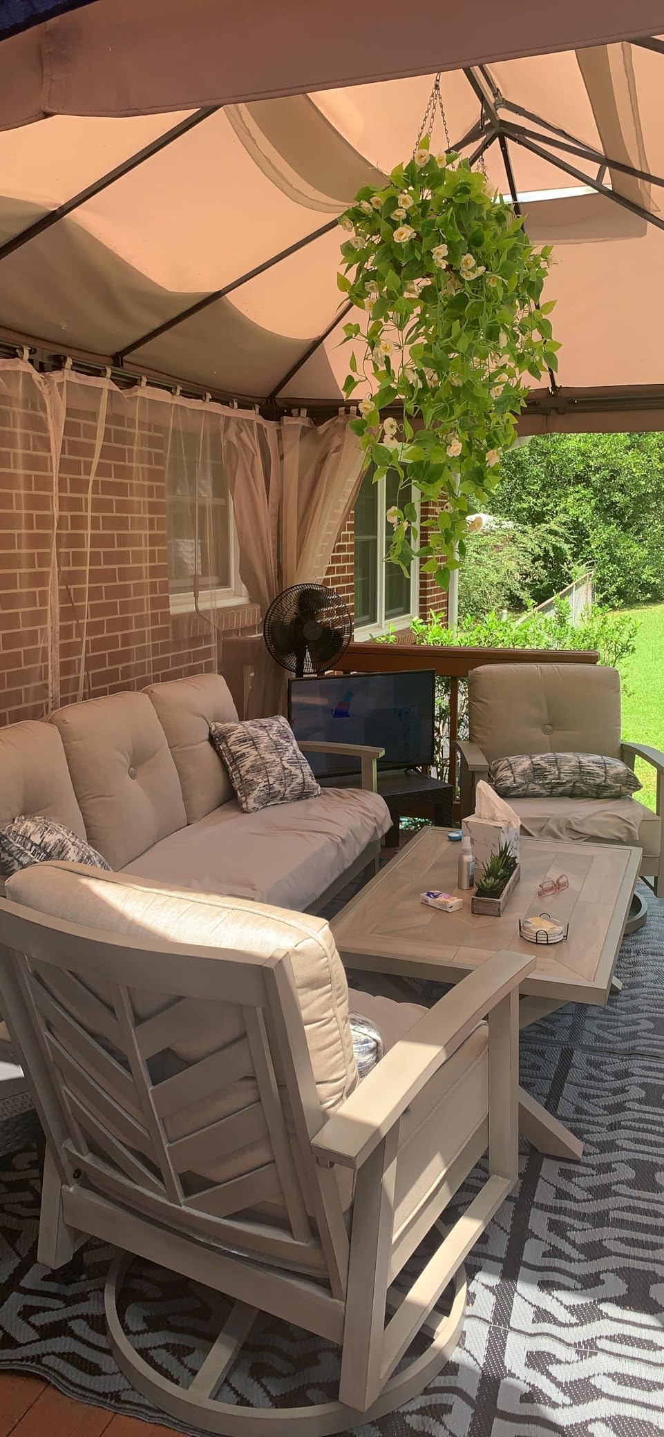 LAUSAINT HOME Outdoor Patio Gazebo 10'x13', Heavy Duty Party Tent & Shelter with Double Roofs, Mosquito Nettings and Privacy Screens for Backyard Events, Parties & Garden Use (Khaki) customer photo 2