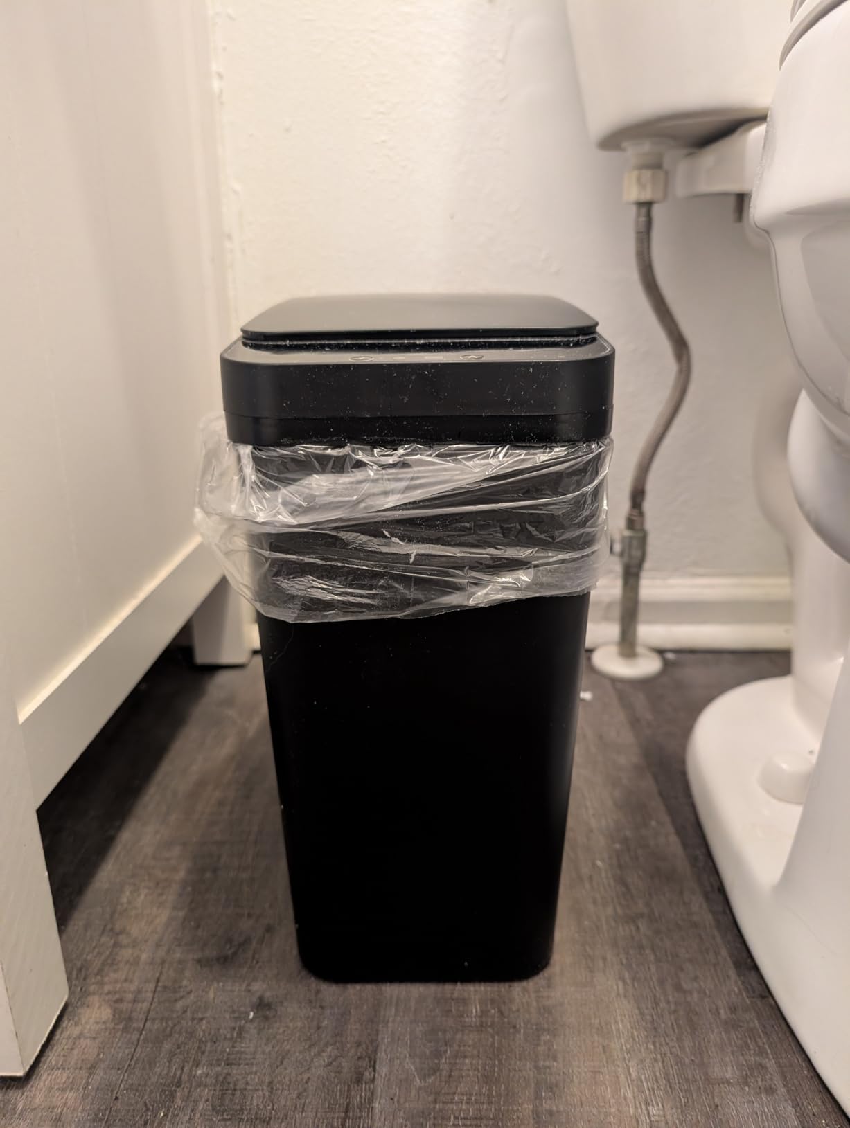 Bathroom Trash Can with Lid, KOEYLE 2 Pack 2.2 Gallon Automatic Touchless Garbage Can, Small Motion Sensor Smart Trash Can, Slim Waterproof Trash Bin for Bedroom, Bathroom, Office, Living Room (Black) customer photo 1