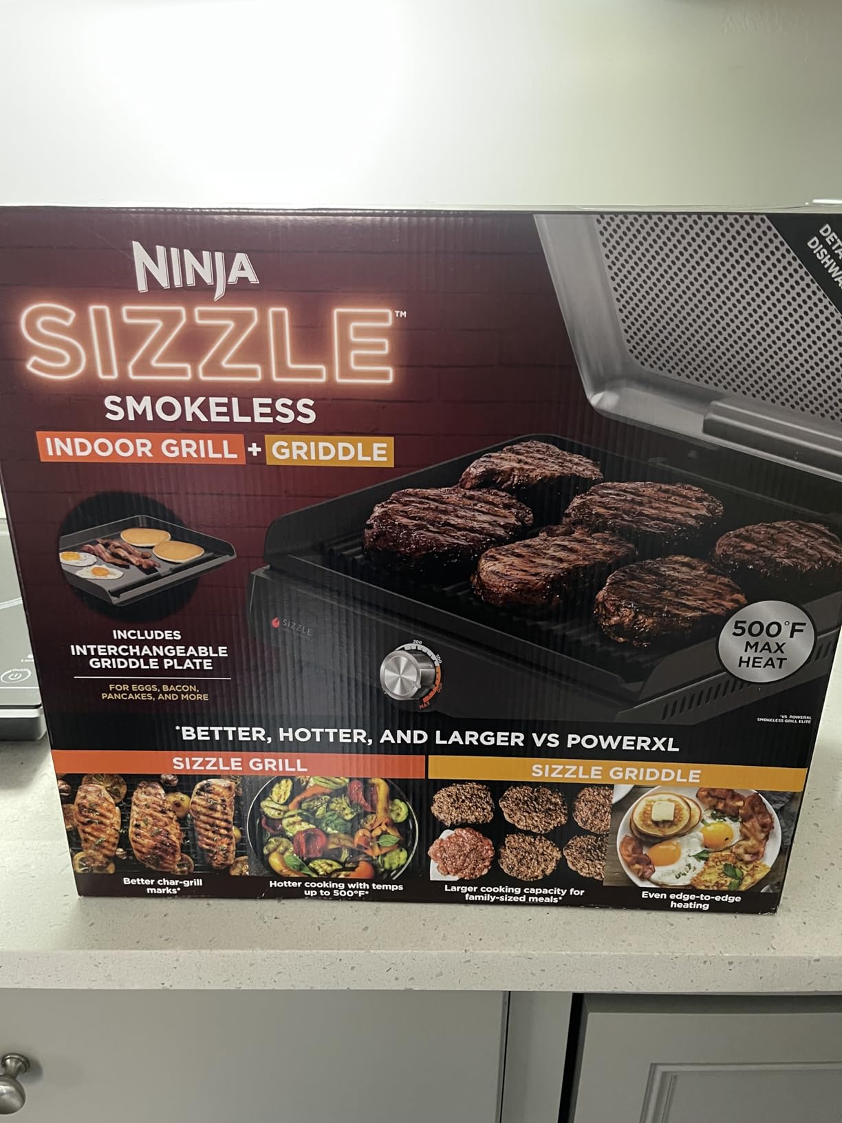 Ninja Griddle and Indoor Grill, 14'', Electric Grill, For Steak, Burgers, Salmon, Veggies, and More, Pancake Griddle, Nonstick, Dishwasher Safe, 500F, Even Cooking, Silver, GR101 customer photo 2