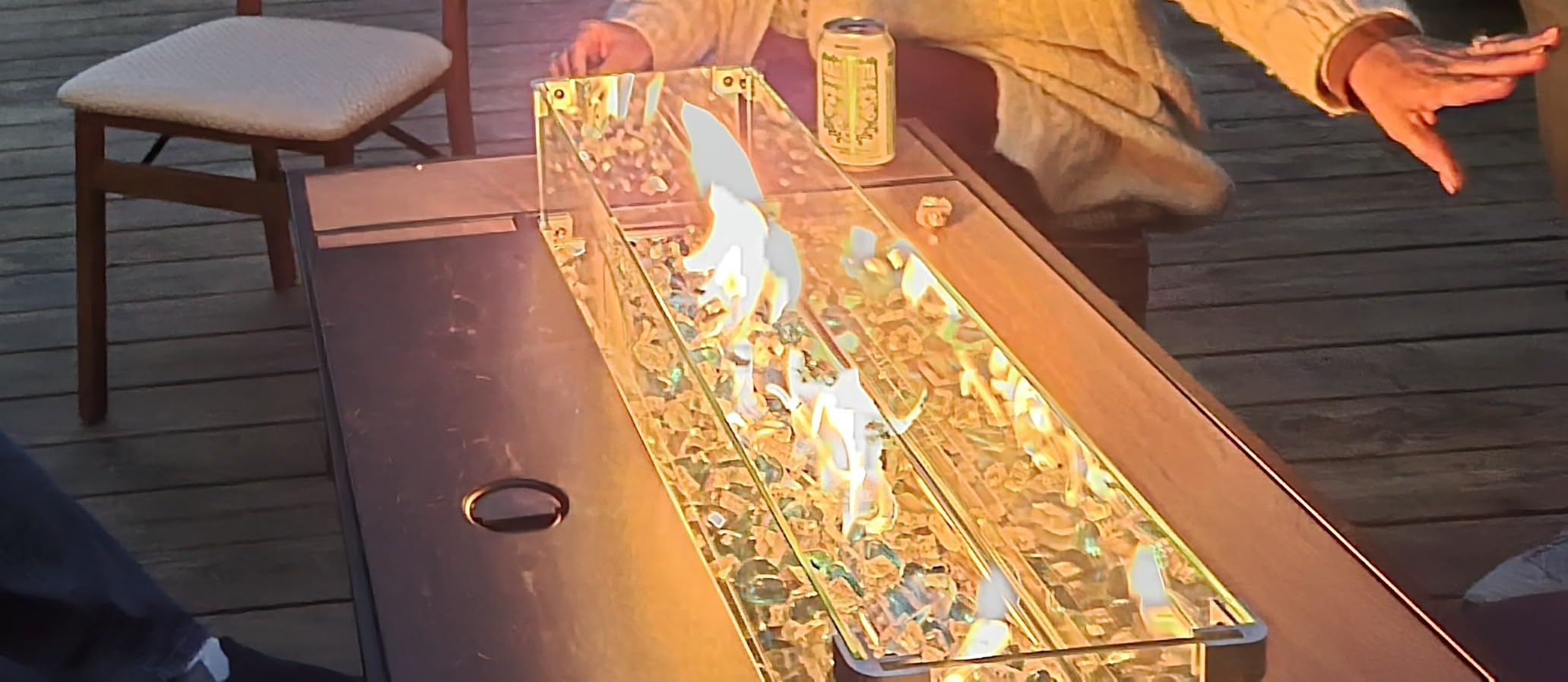 Meilocar 45in Fire Table, Propane Fire Pit with Glass Wind Guard and Rain Cover, Outdoor Firepit Table 50000 BTU 3-in-1 Fire Table for Patio/Yard/Balcony customer photo 1