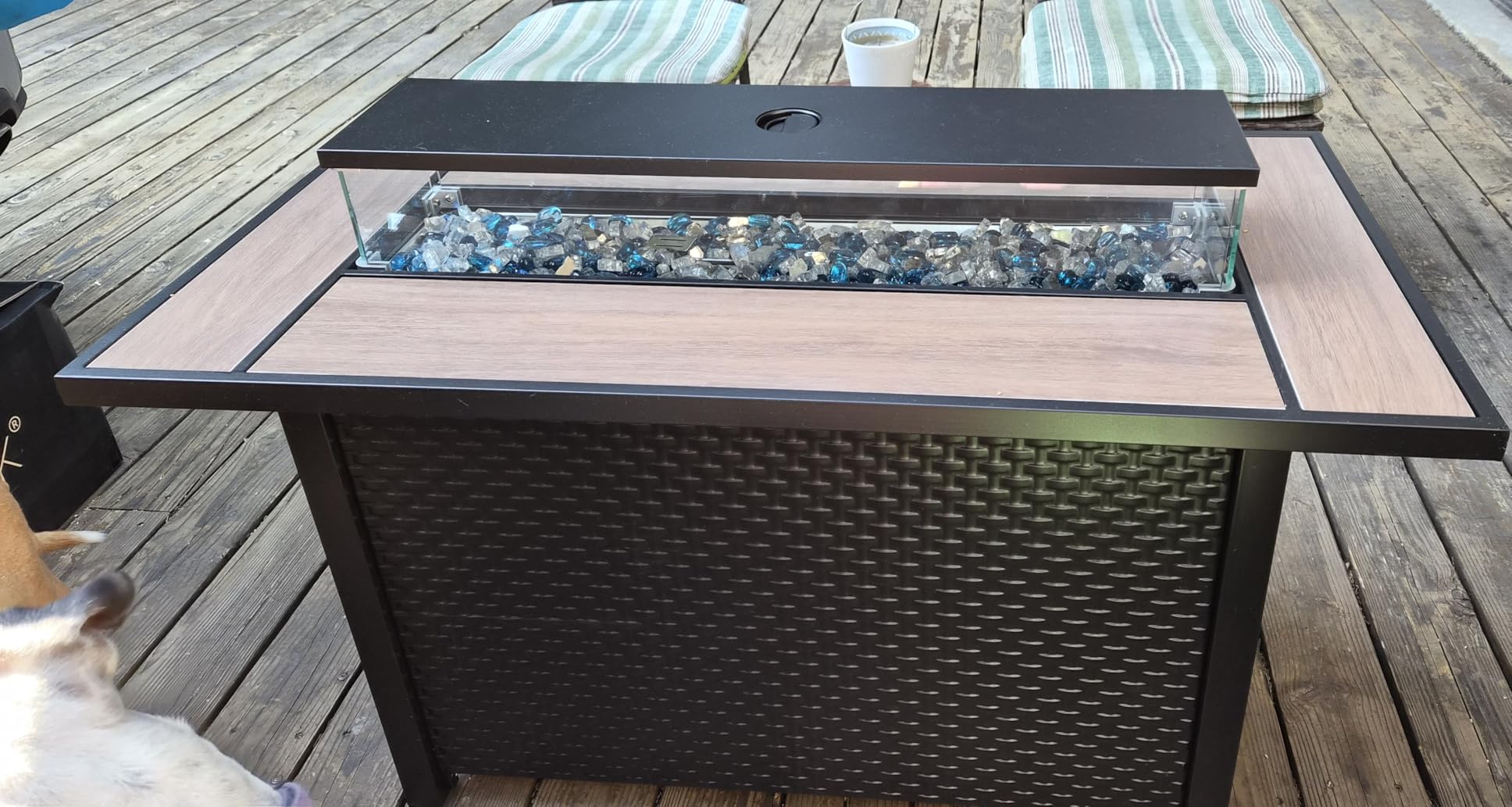 Meilocar 45in Fire Table, Propane Fire Pit with Glass Wind Guard and Rain Cover, Outdoor Firepit Table 50000 BTU 3-in-1 Fire Table for Patio/Yard/Balcony customer photo 2