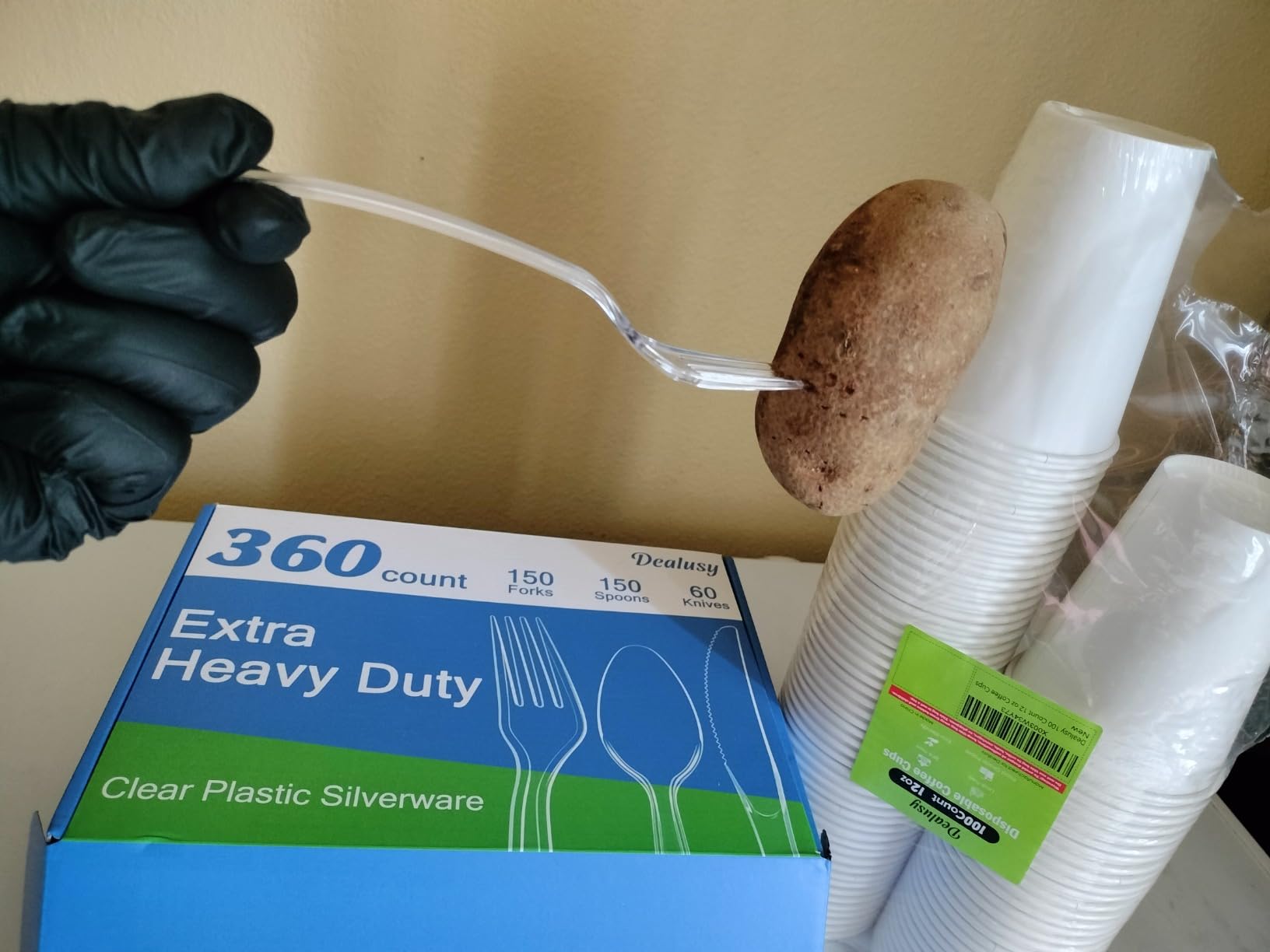 360 Count Extra Heavy Duty Clear Plastic Silverware, 150 Forks, 150 Spoons, 60 Knives, BPA-Free, Heat Resistant, Disposable Plastic Utensils Set, Plastic Cutlery Set, Plasticware Bulk customer photo 1