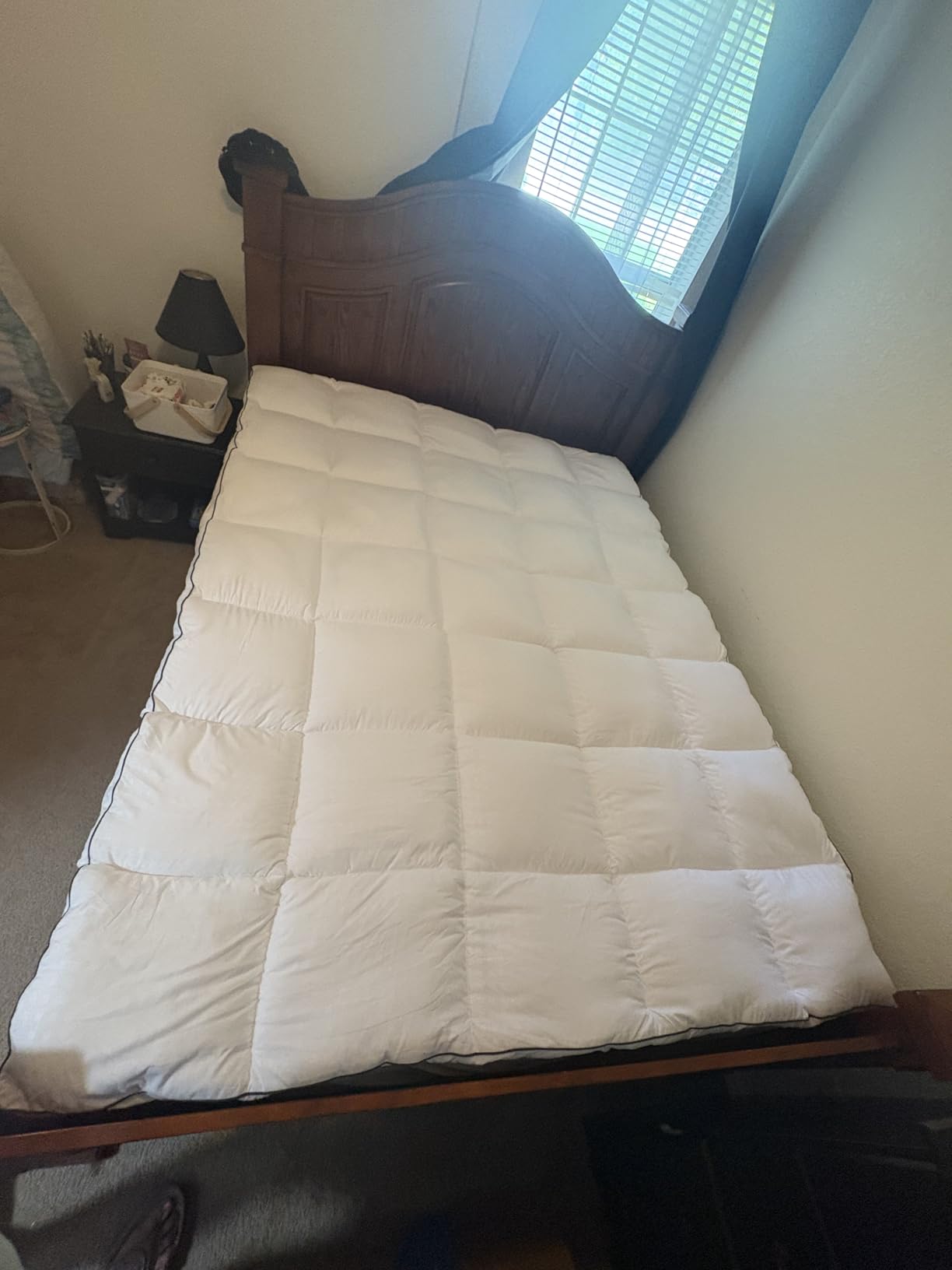 MASVIS Queen Size Dual Layer 4 Inch Memory Foam Mattress Topper, 2 Inch Gel Memory Foam and 2 Inch Cooling Pillow Top Mattress Pad Cover for Back Pain, Medium Support customer photo 1