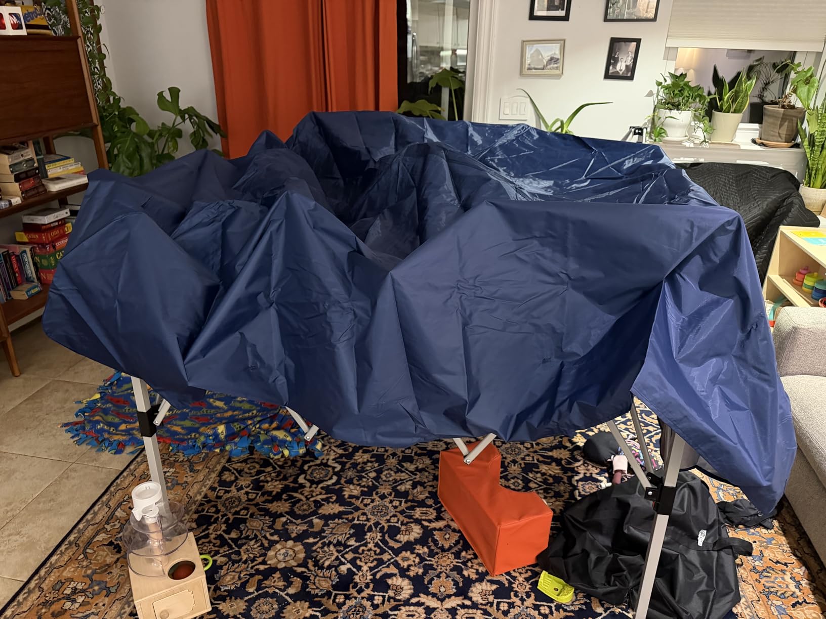 Canopy Tent, 10X10 FT Pop Up Canopy Outdoor Instant Tent Slant Legs with Carrying Bag, Portable Gazebo Shelter for Patio Deck Garden and Beach - 8X8 FT Canopy Cover, Blue customer photo 1