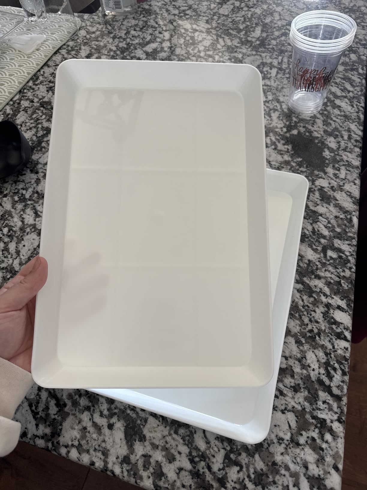 WOWBOX 4 pcs Serving Tray for Entertaining, Grilling BBQ Accessories, Serving Platters for Snacks, Fruit, Reusable Plastic Trays for Serving Food and Pantry Organization in Kitchen & for EasterParties customer photo 1