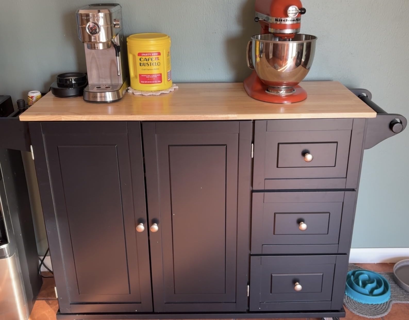 Homestyles Mobile Kitchen Island Cart with Wood Top and Dropleaf Breakfast Bar, 18